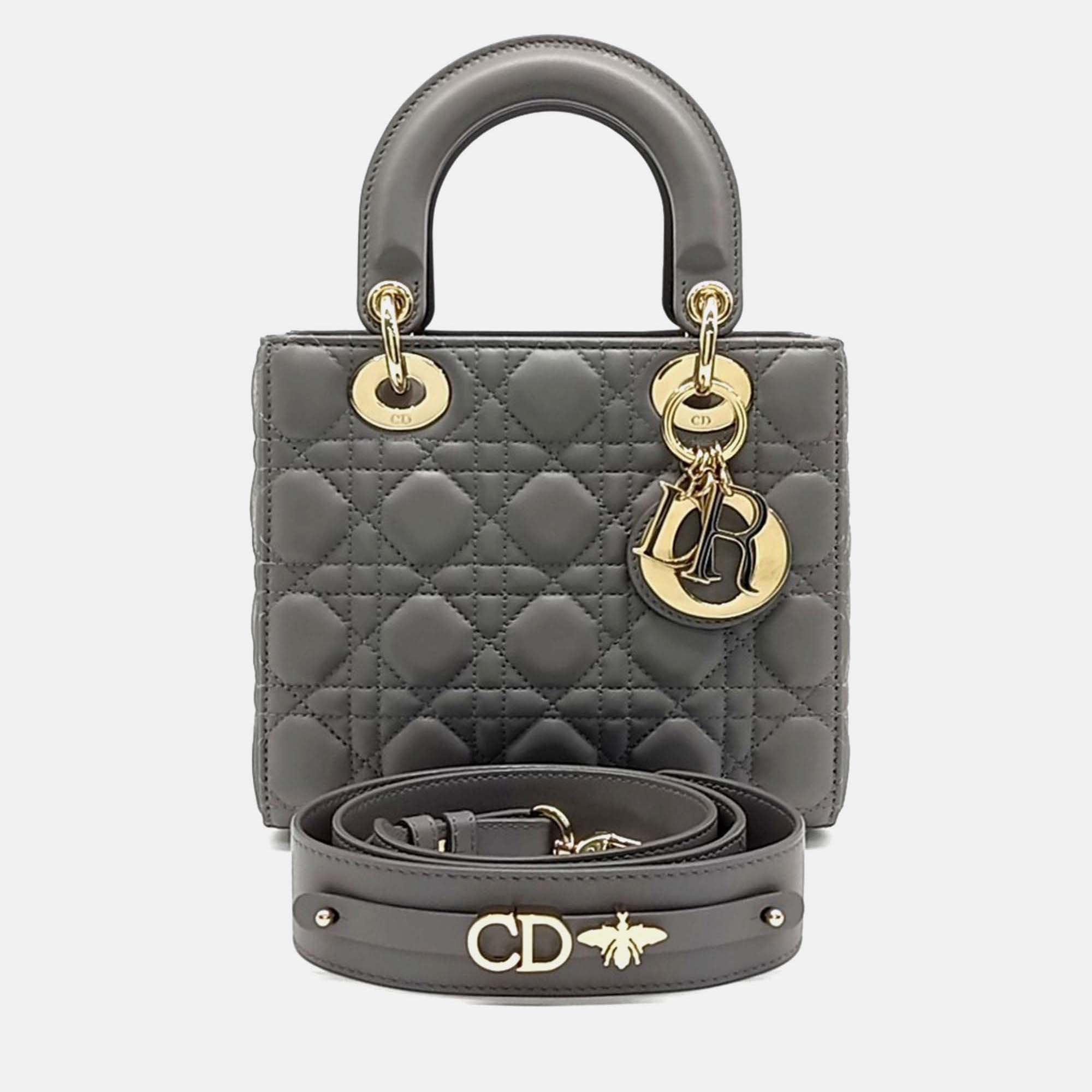 

Dior Grey Leather Lady Bag Small