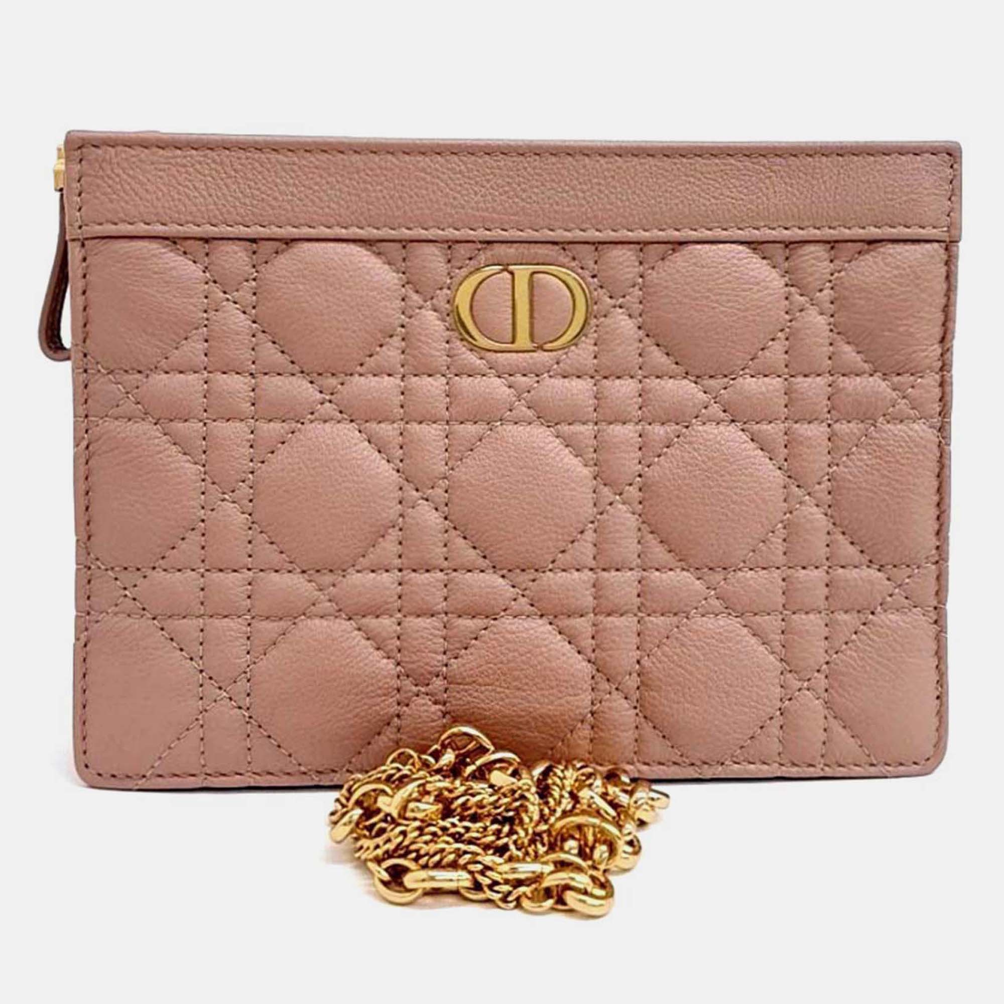 

Dior Pink Leather Caro Chain Zipper Pouch and Crossbody Bag