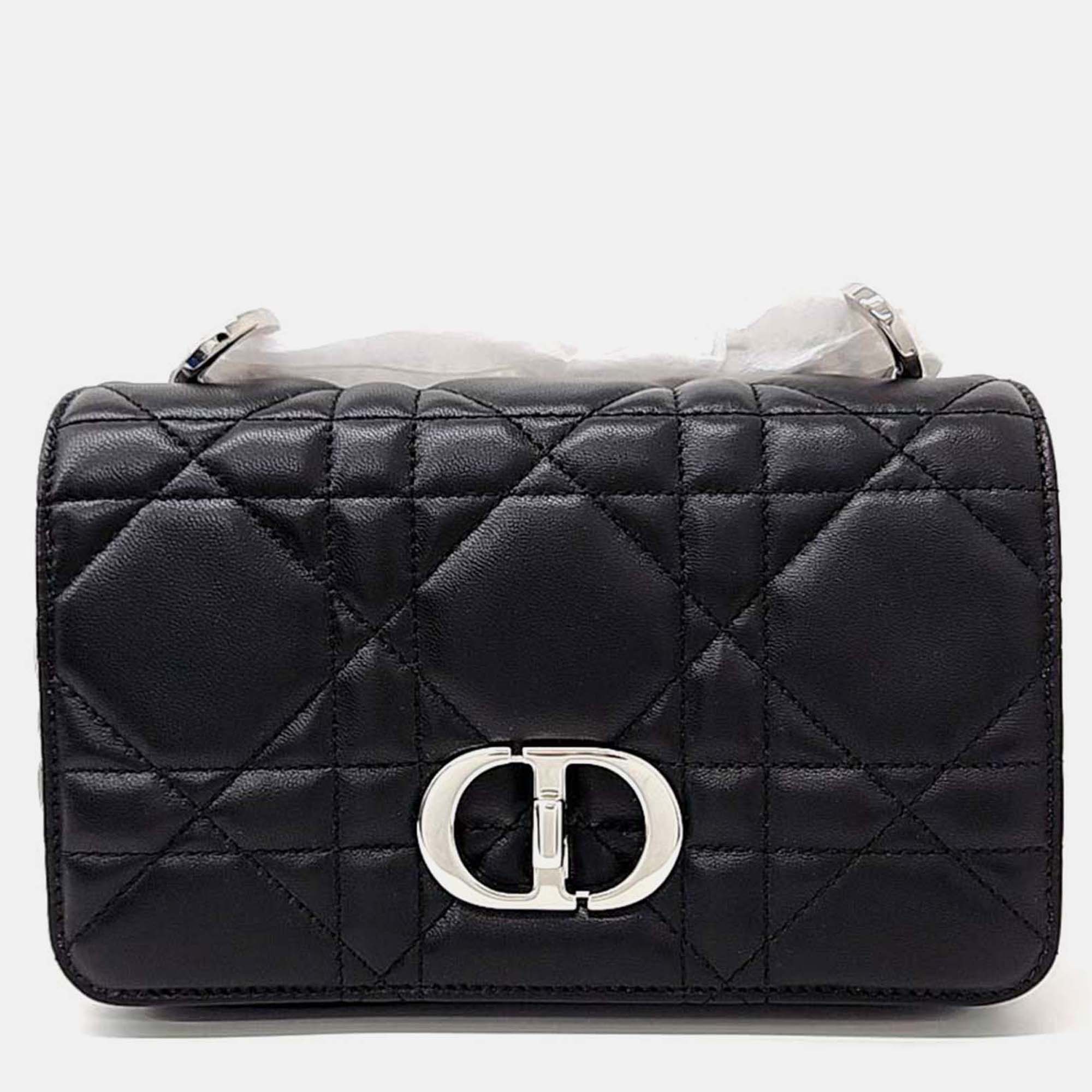 

Dior Black Leather Christian Dior Carobag Small