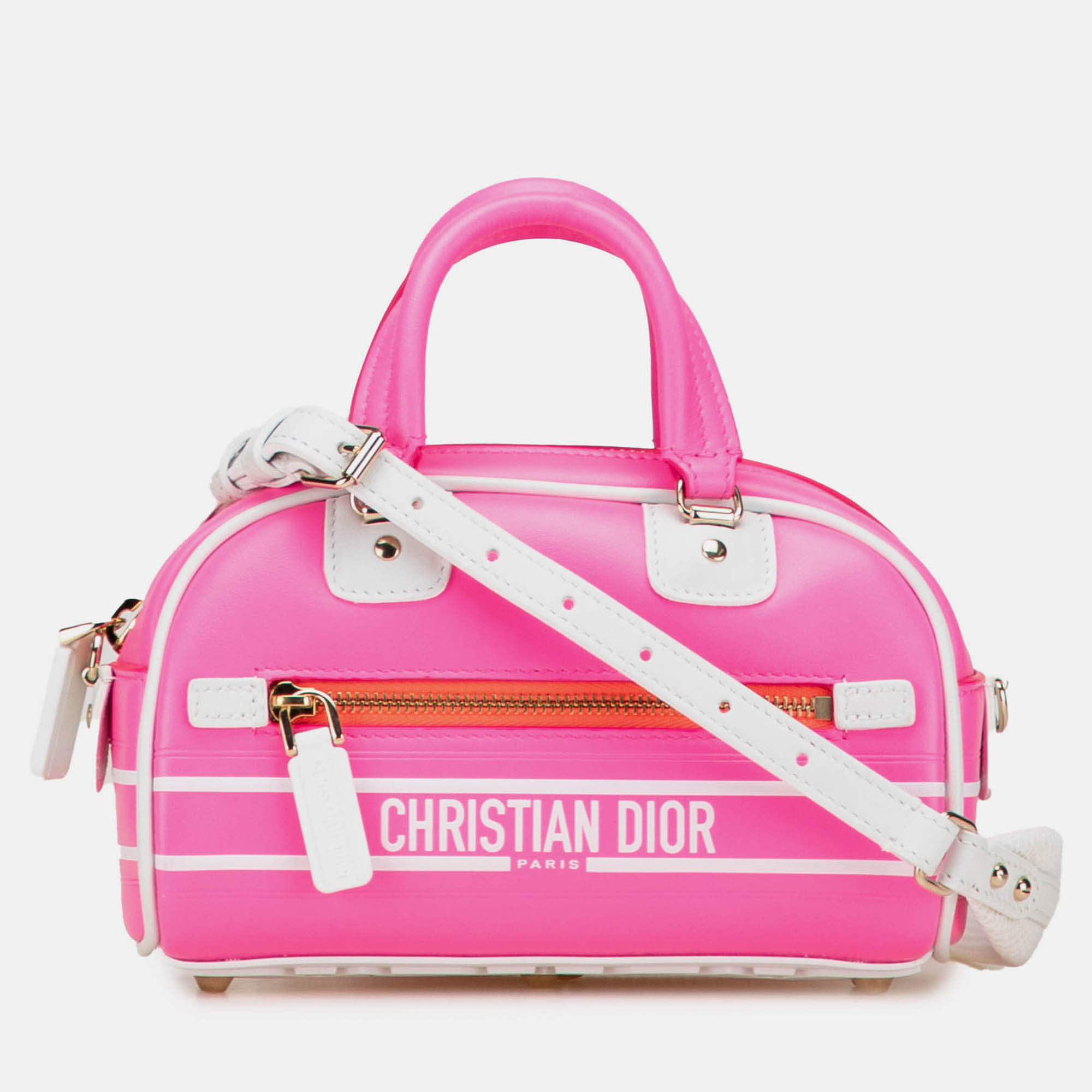 

Dior Pink Micro Leather Dior Vibe Zip Bowling Bag