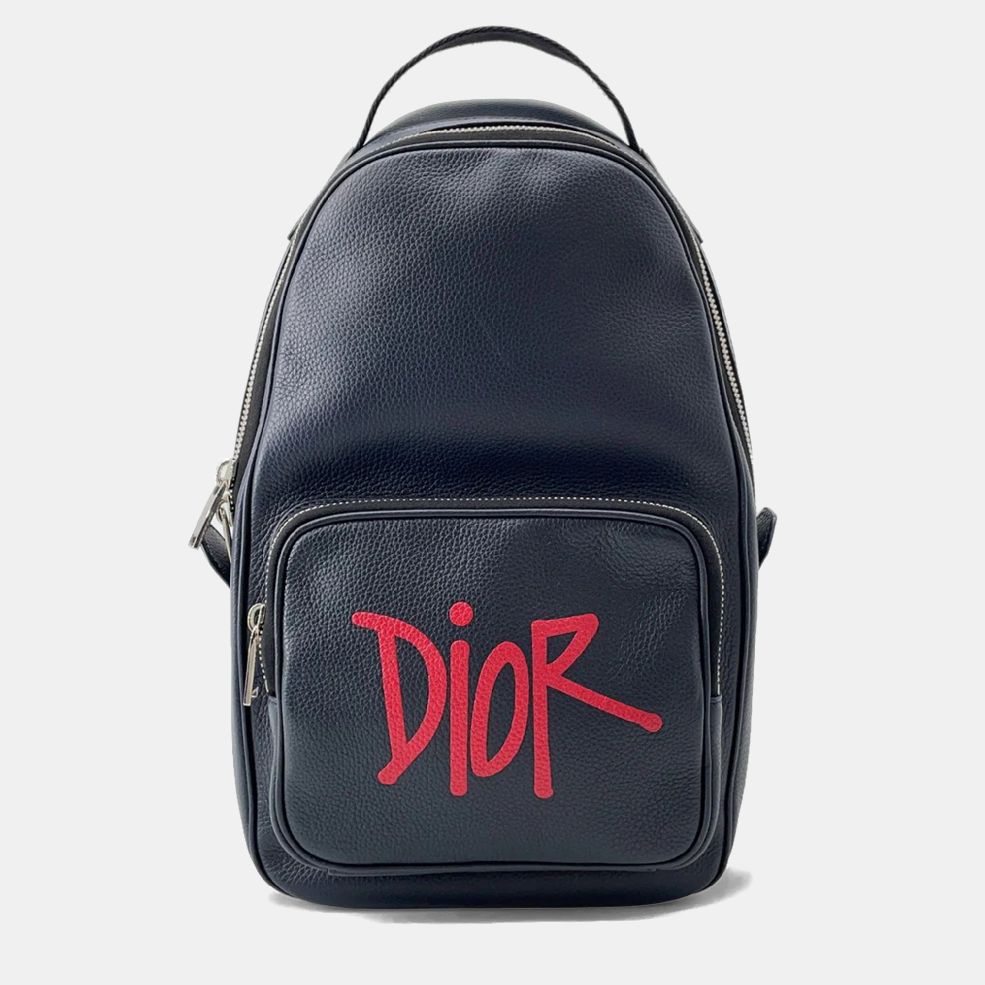 

Christian Dior Shawn Stussy Collaboration 2020 Navy Blue Leather Crossbody Bag, Black