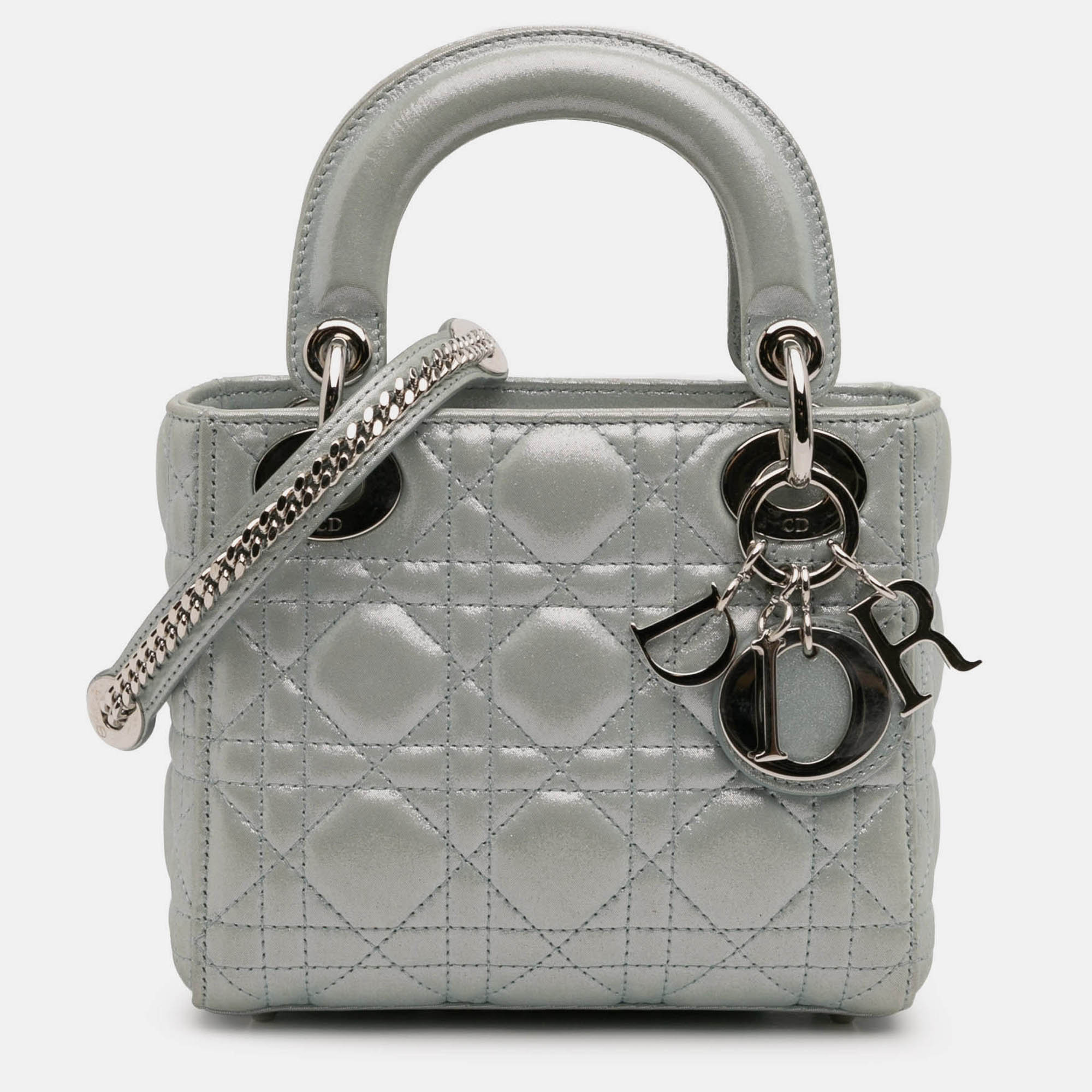 

Dior Blue Mini Iridescent Lambskin Cannage Lady Dior