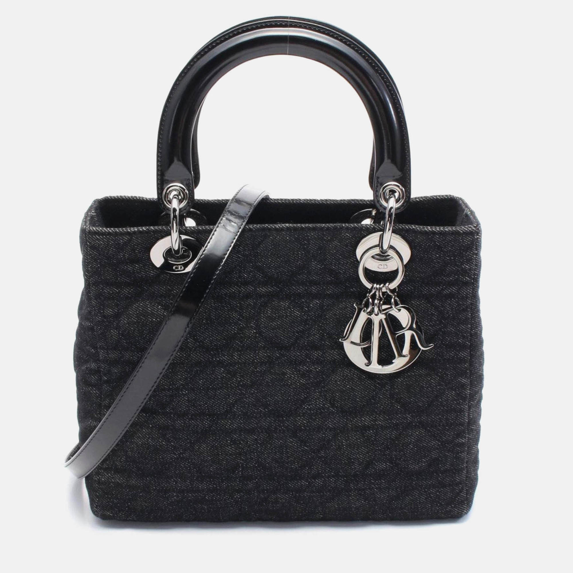 

Christian Dior Dior Lady Dior Lady Handbag Denim Leather Black