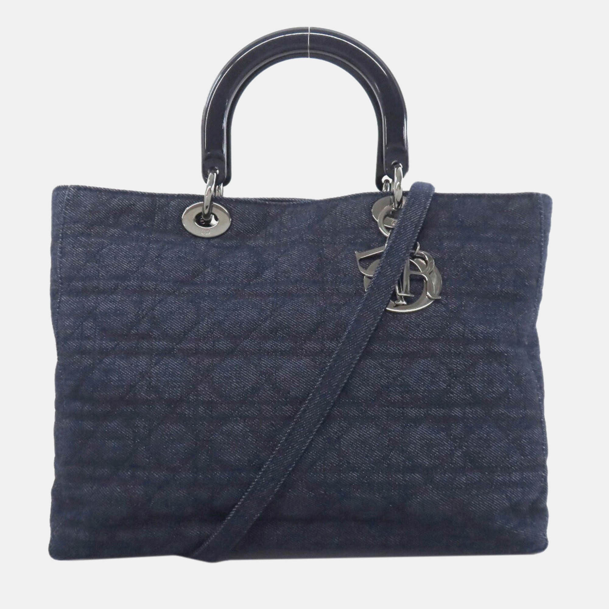 

Christian Dior Lady Cannage Tote Handbag Denim, Blue