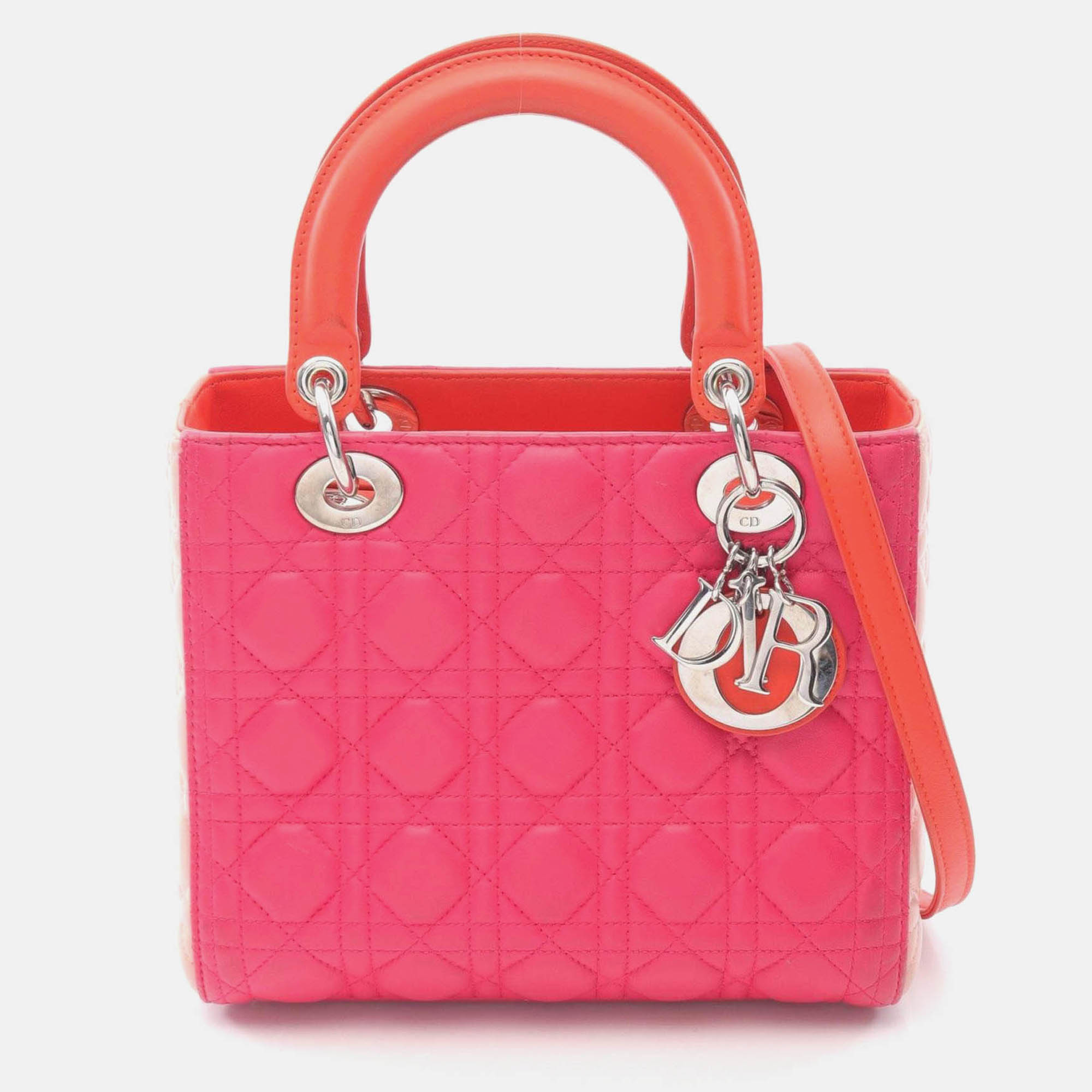 

Christian Dior Dior Lady Dior Handbag Leather Red Pink