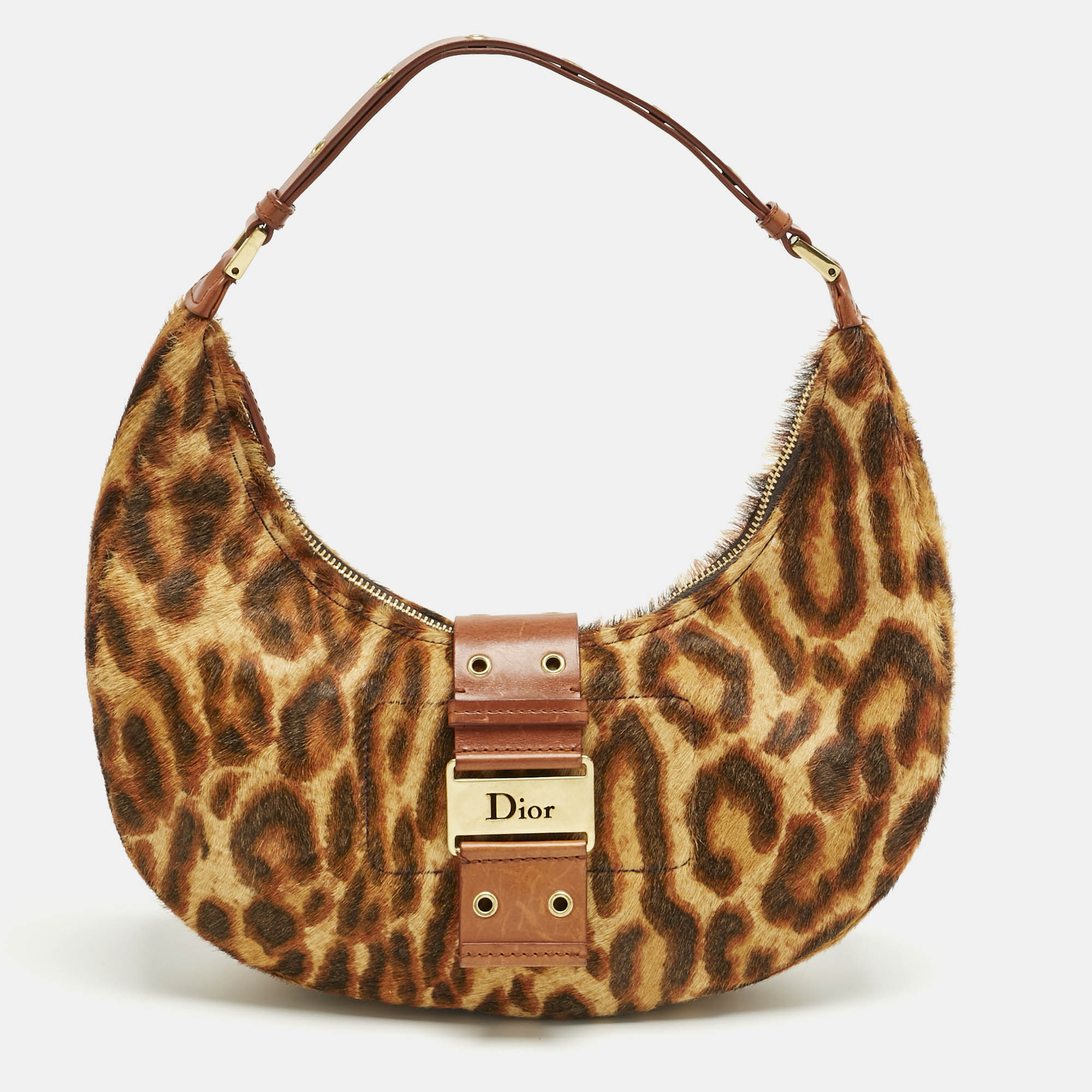

Dior Brown Leopard Print Calf Hair Street Chic Hobo