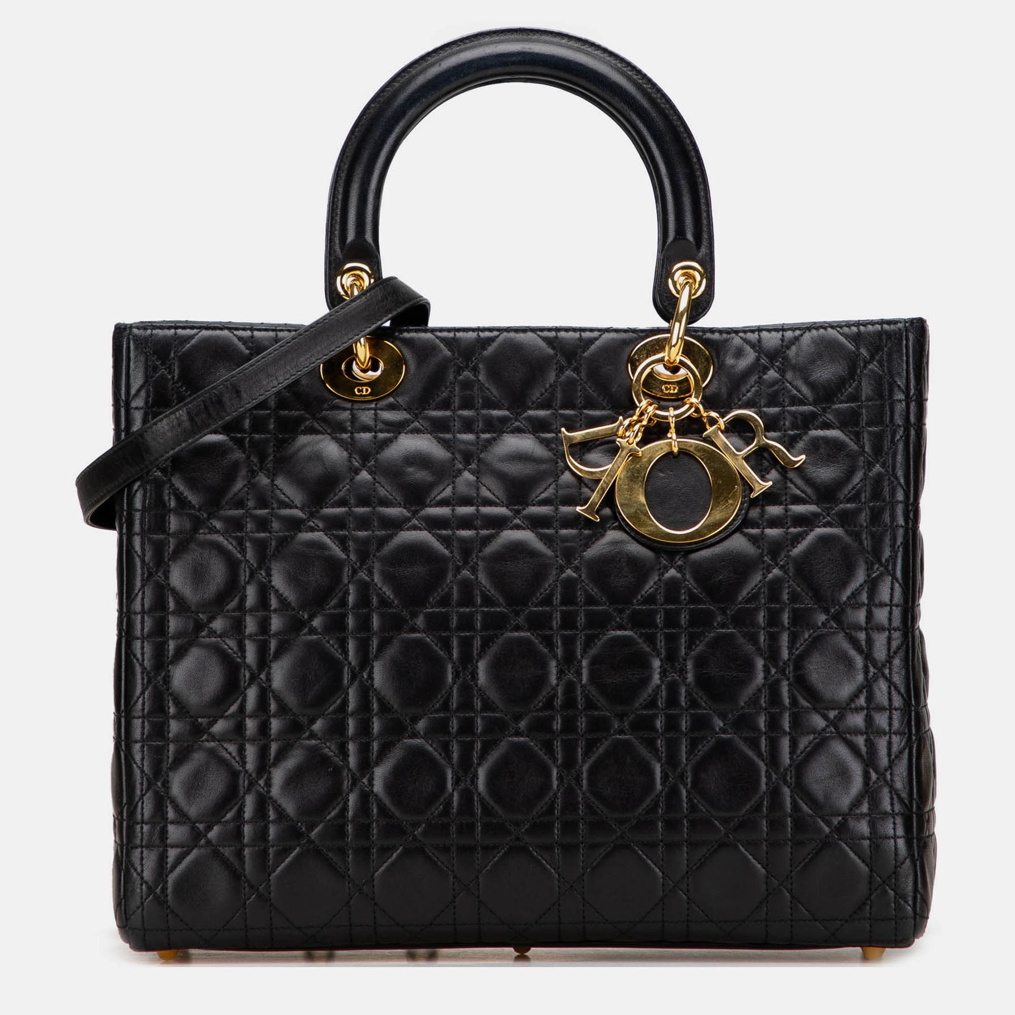 

Dior Black Large Lambskin Cannage Lady Dior
