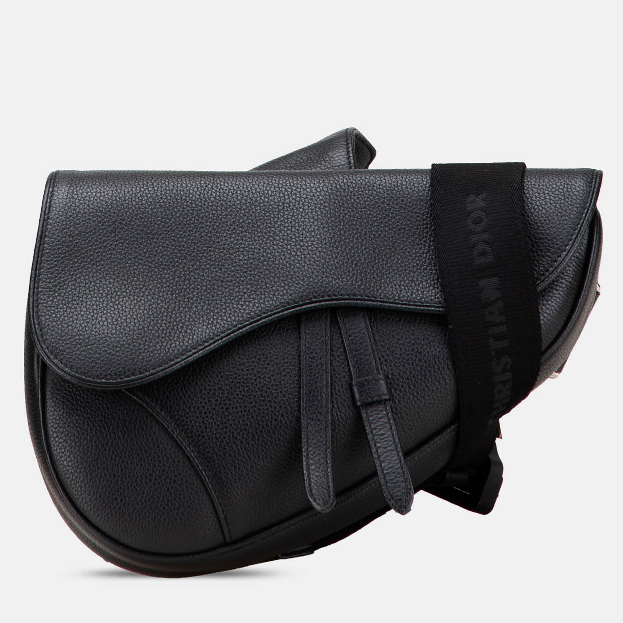 

Dior Black Kim Jones Grained Calfskin Saddle Bag