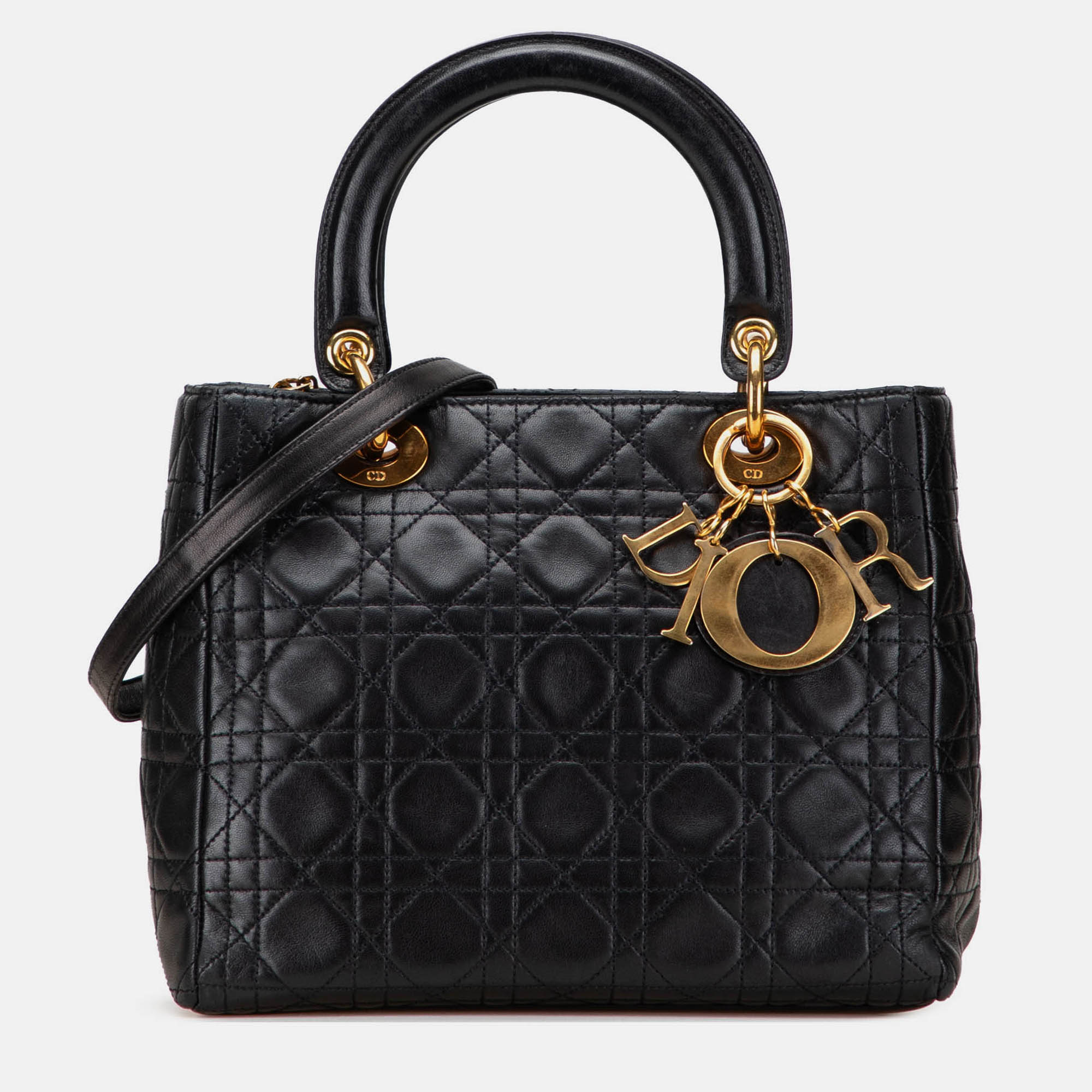 

Dior Black Medium Lambskin Cannage Lady Dior