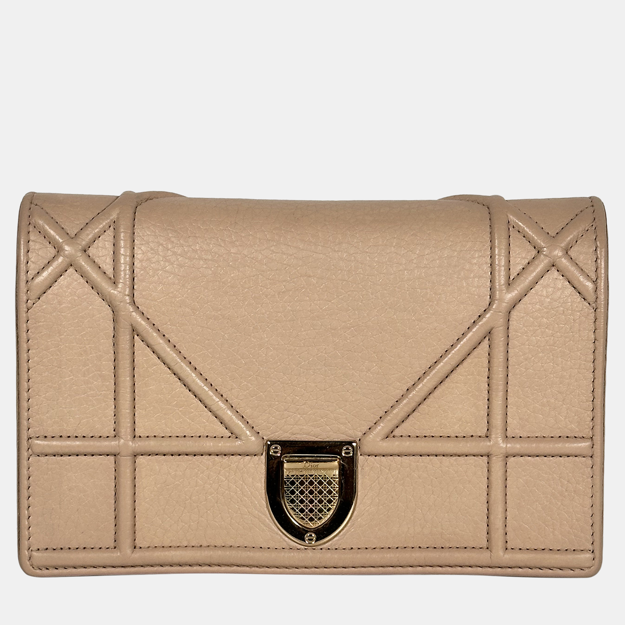 Pre-owned Dior Ama Wallet On Chain In Pink