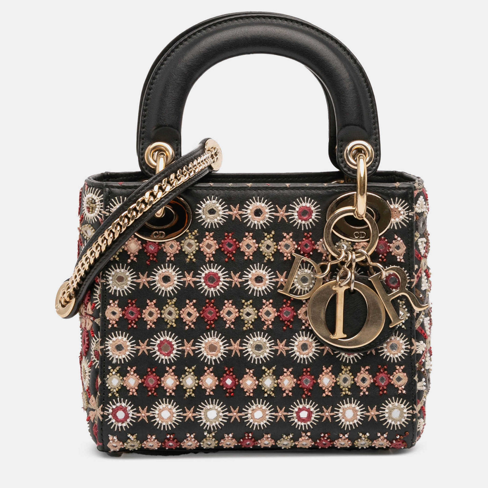 

Dior Black Mini Calfskin Beaded Embroidered Lady Dior