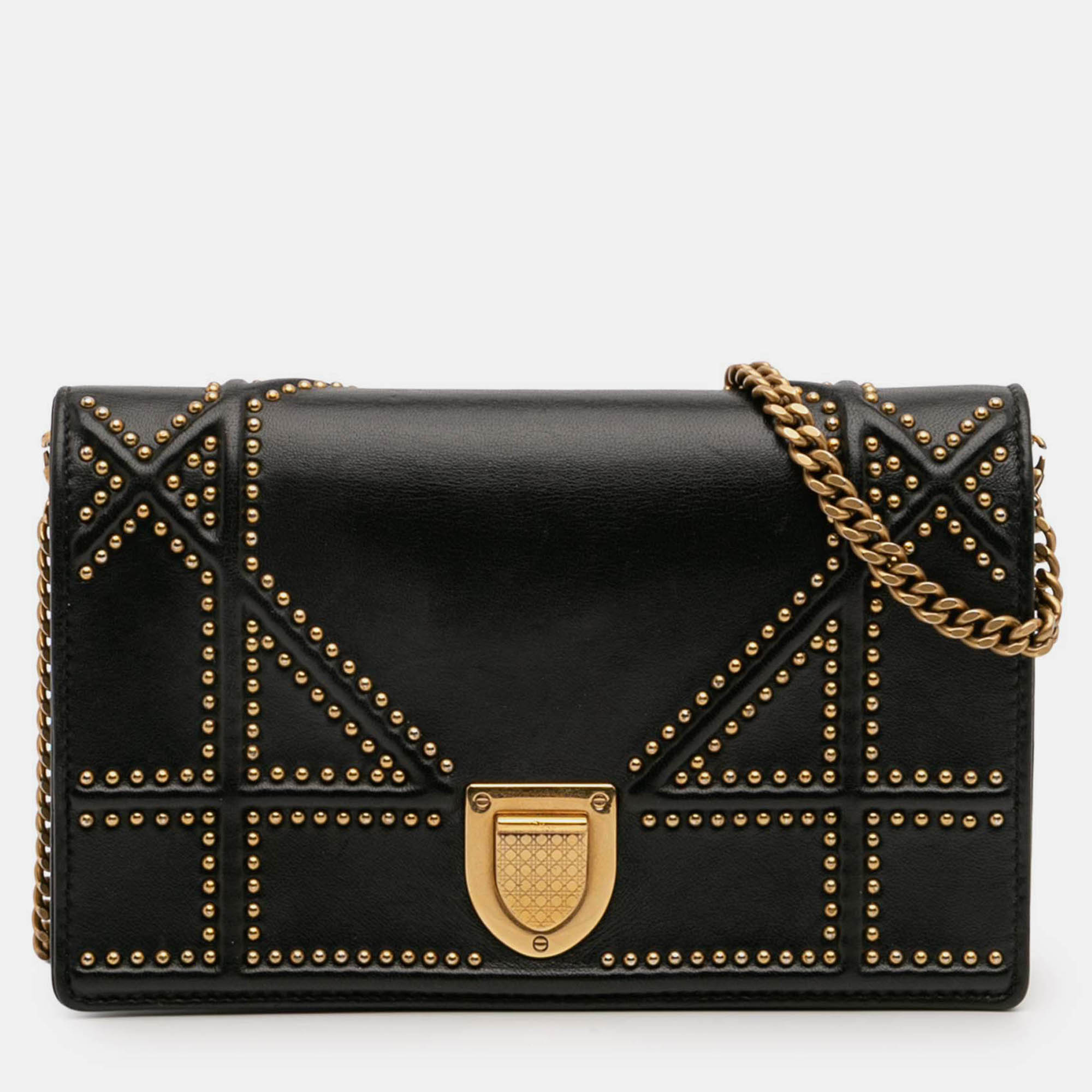 

Dior Black Studded Calfskin Diorama Wallet on Chain