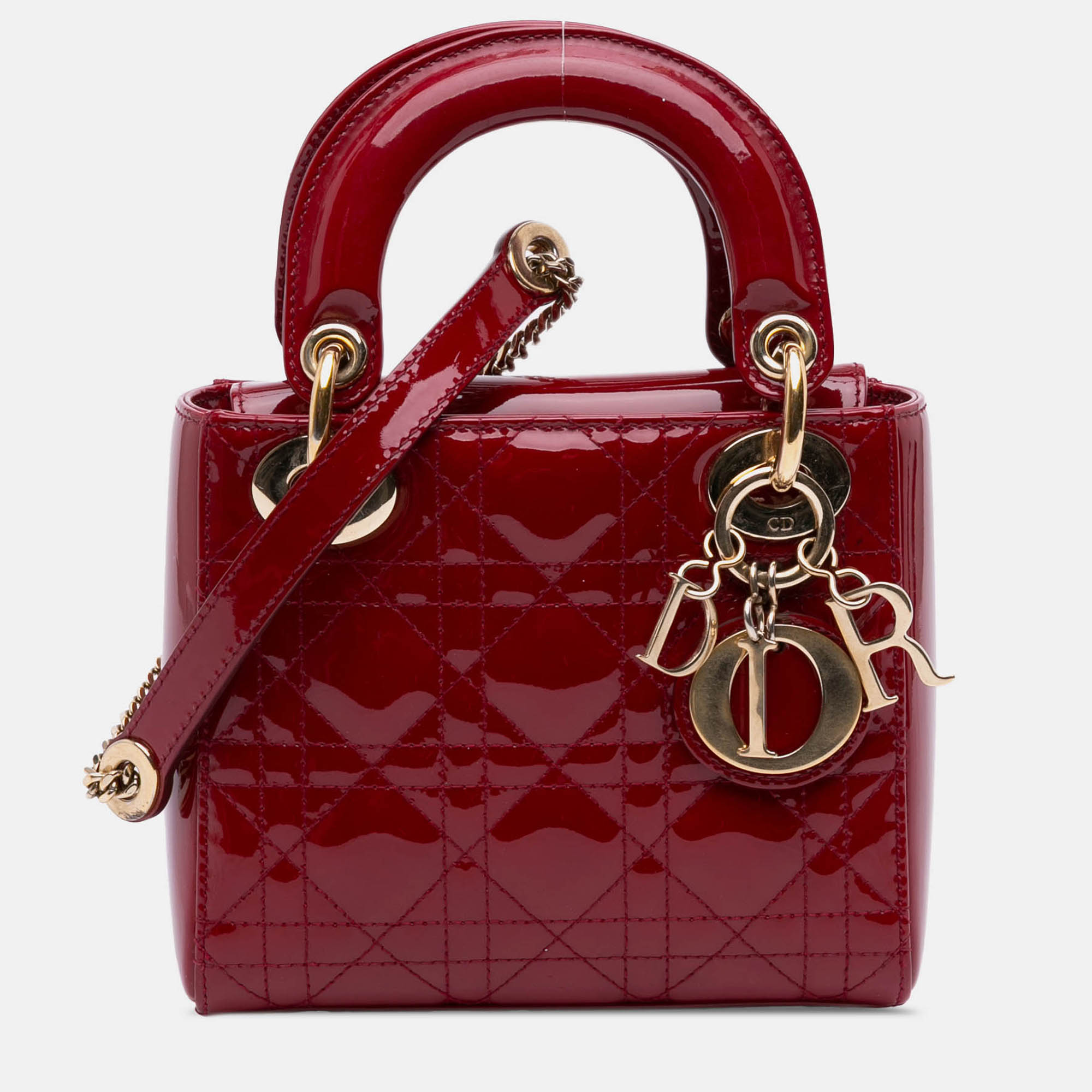 

Dior Red Mini Patent Cannage Lady Dior