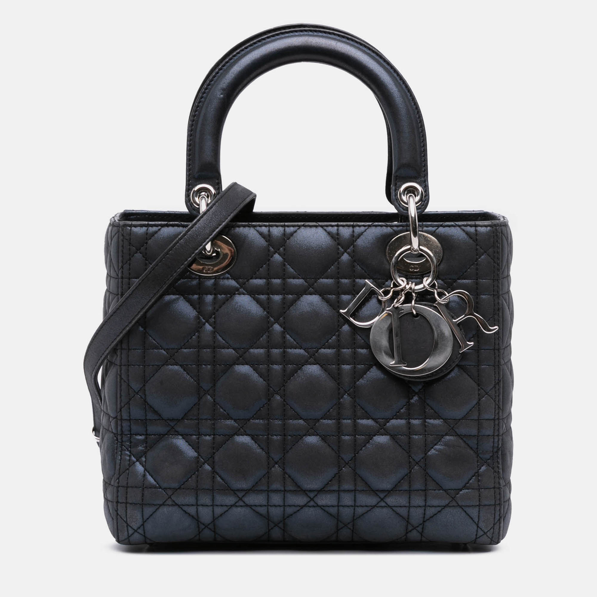 

Dior Black Medium Iridescent Lambskin Cannage Lady Dior