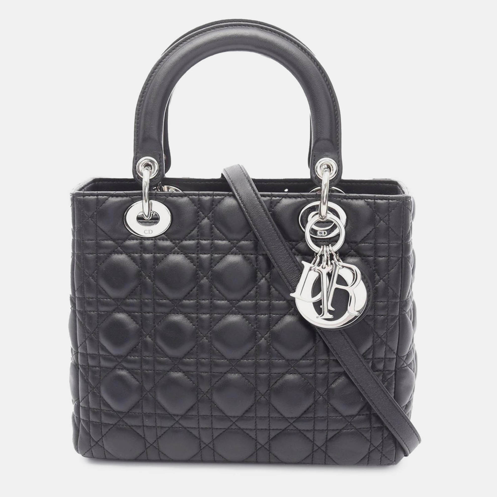 

Dior Black Medium Lambskin Cannage Lady Dior