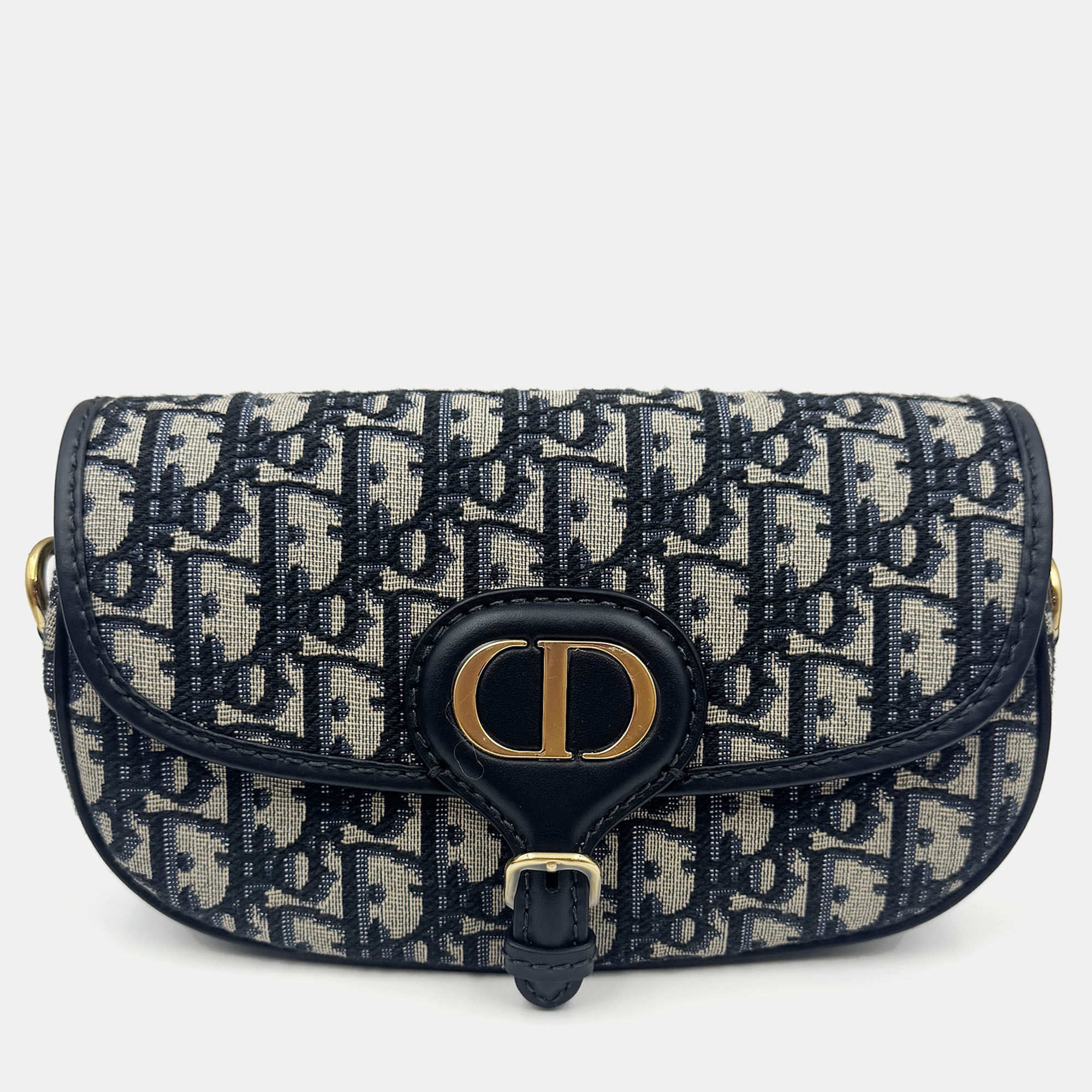 Pre-owned Dior Oblique Bobby Oblique Small Canvas Shoulder Bag In Blue