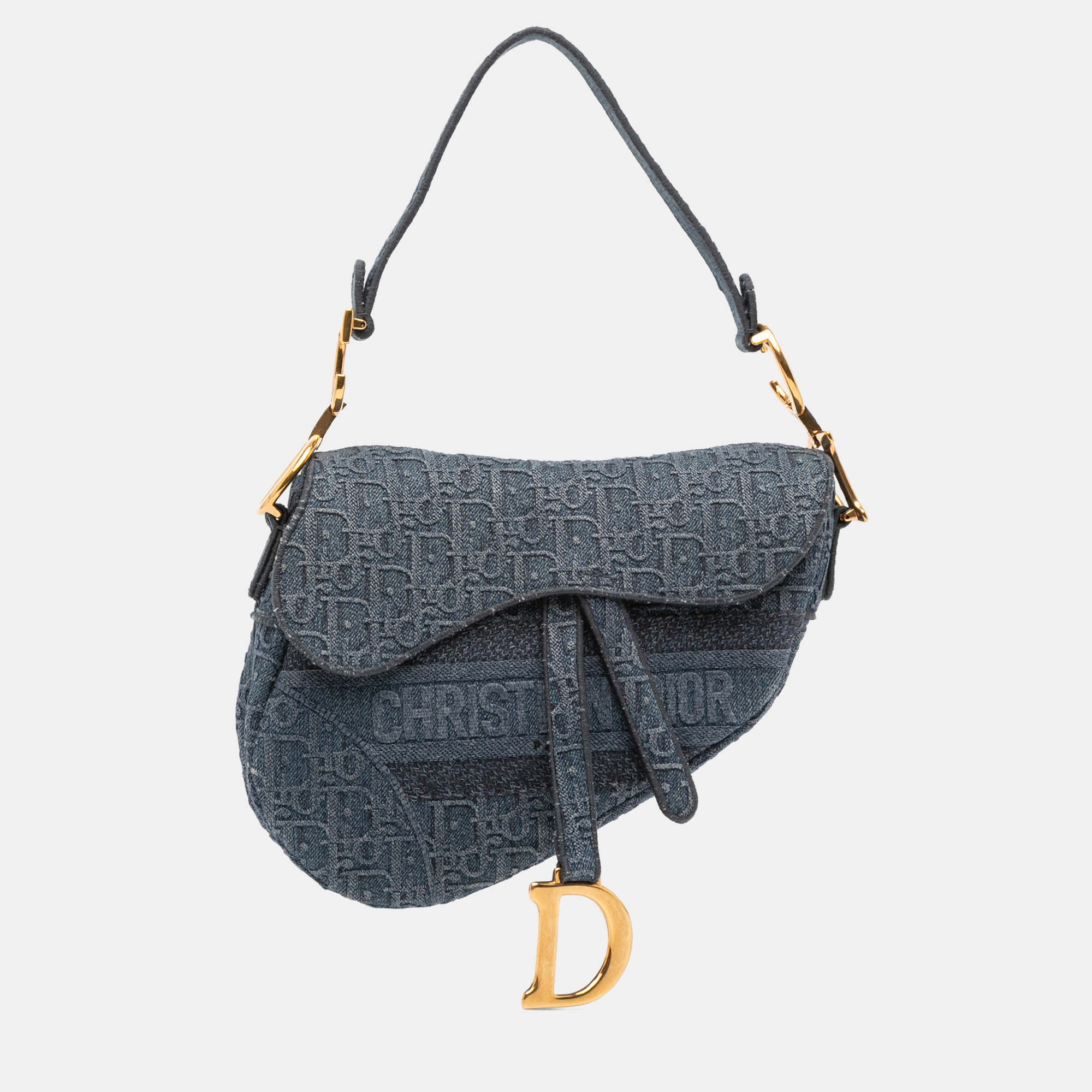 

Dior Blue Oblique Denim Embroidered Saddle Bag
