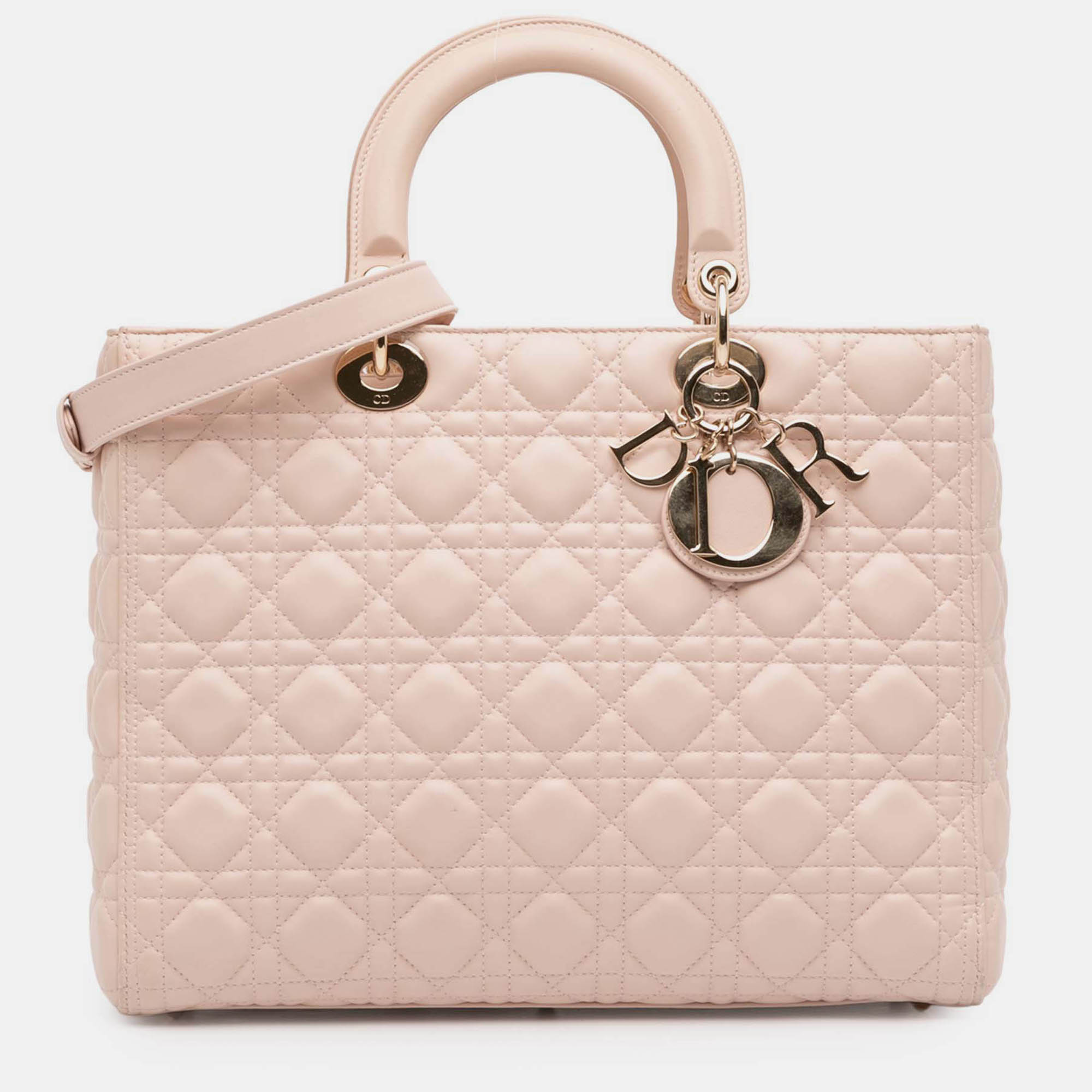 

Dior Pink Large Lambskin Cannage Lady Dior