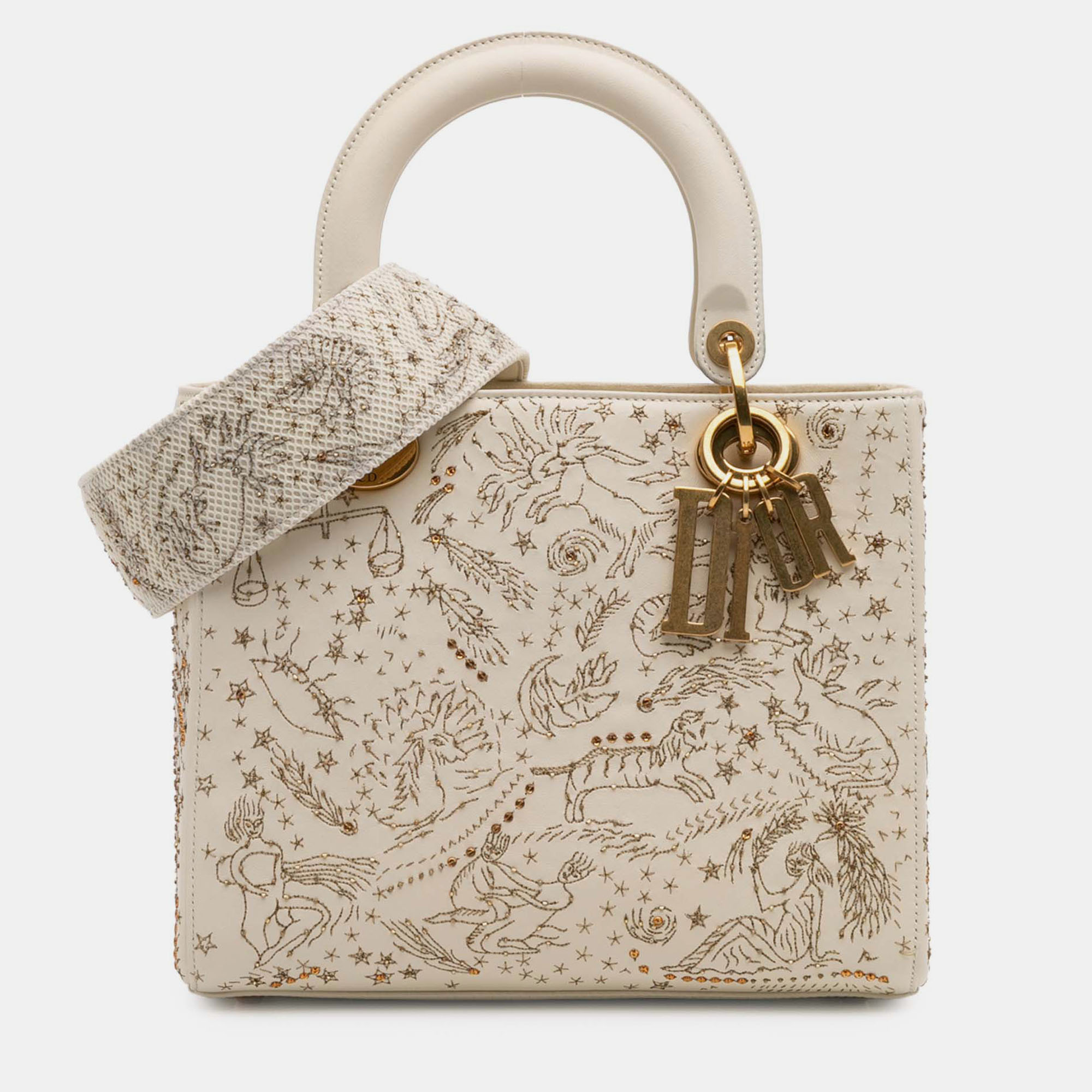 

Dior Beige/Gold Medium Calfskin Embroidered Astrology Lady Dior