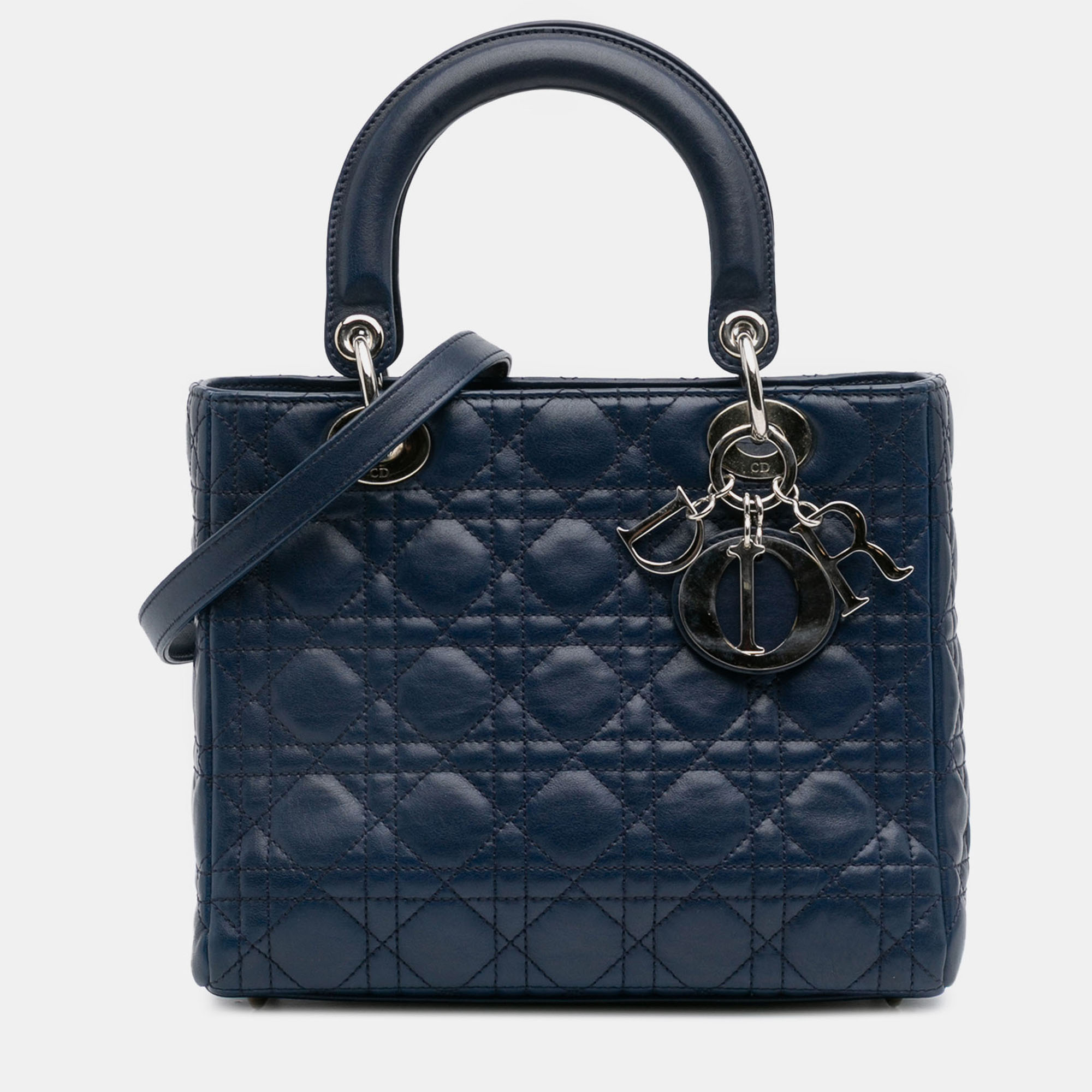 

Dior Navy Blue Medium Lambskin Cannage Lady Dior