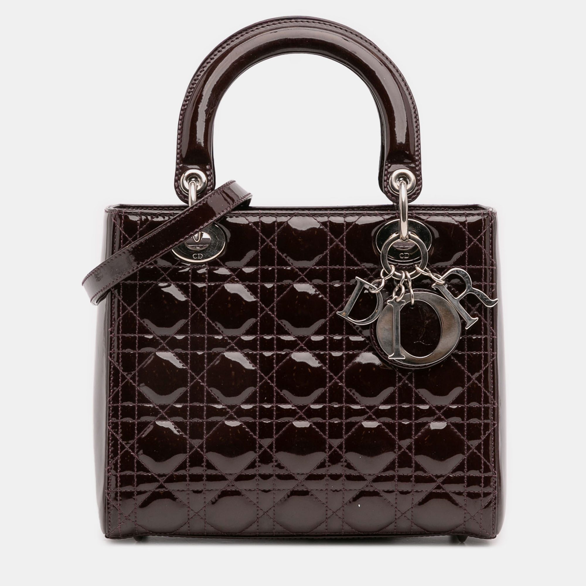 

Dior Burgundy Medium Patent Cannage Lady Dior