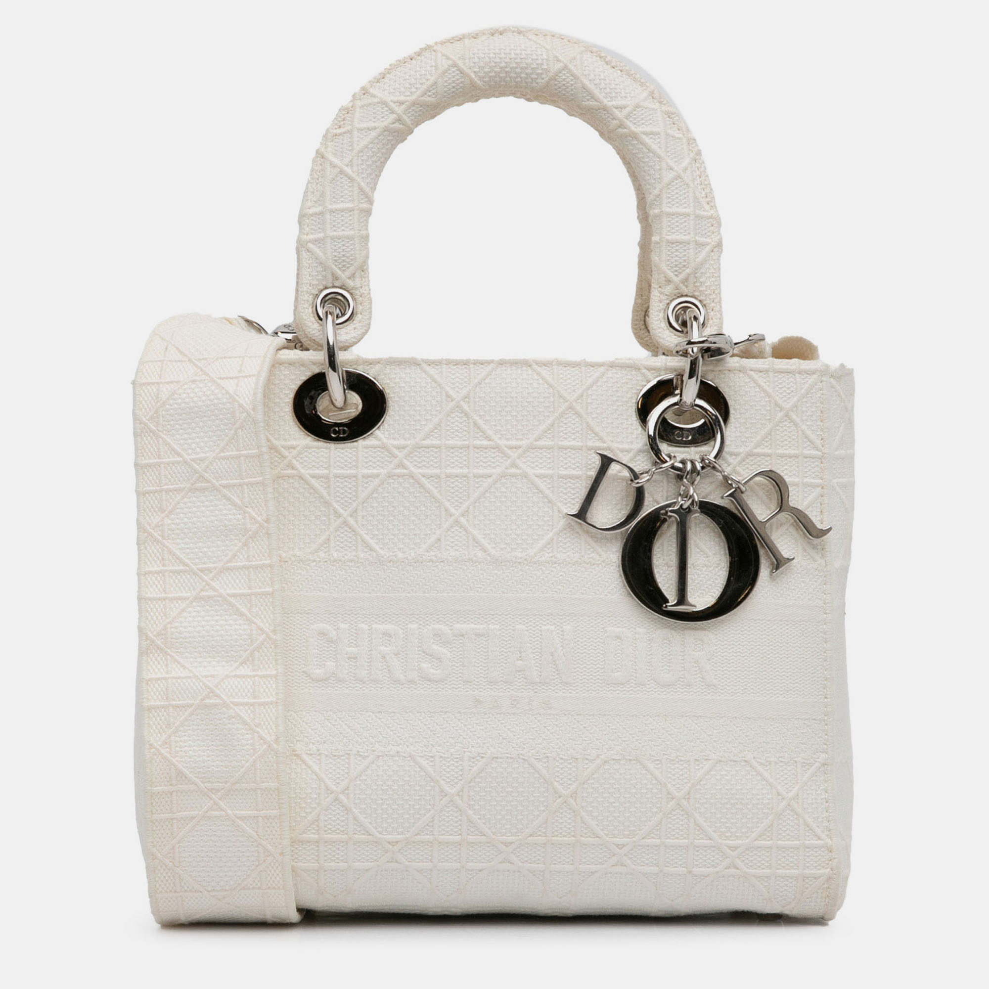 

Dior White Medium Cannage Lady D-Lite