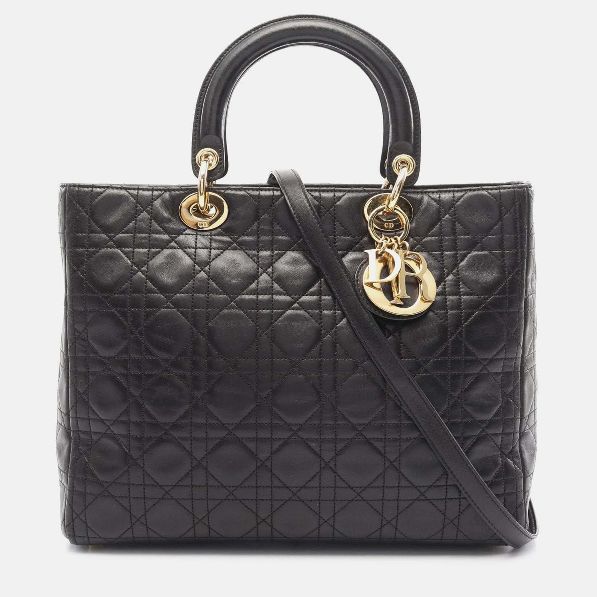 

Dior Black Large Lambskin Cannage Lady Dior