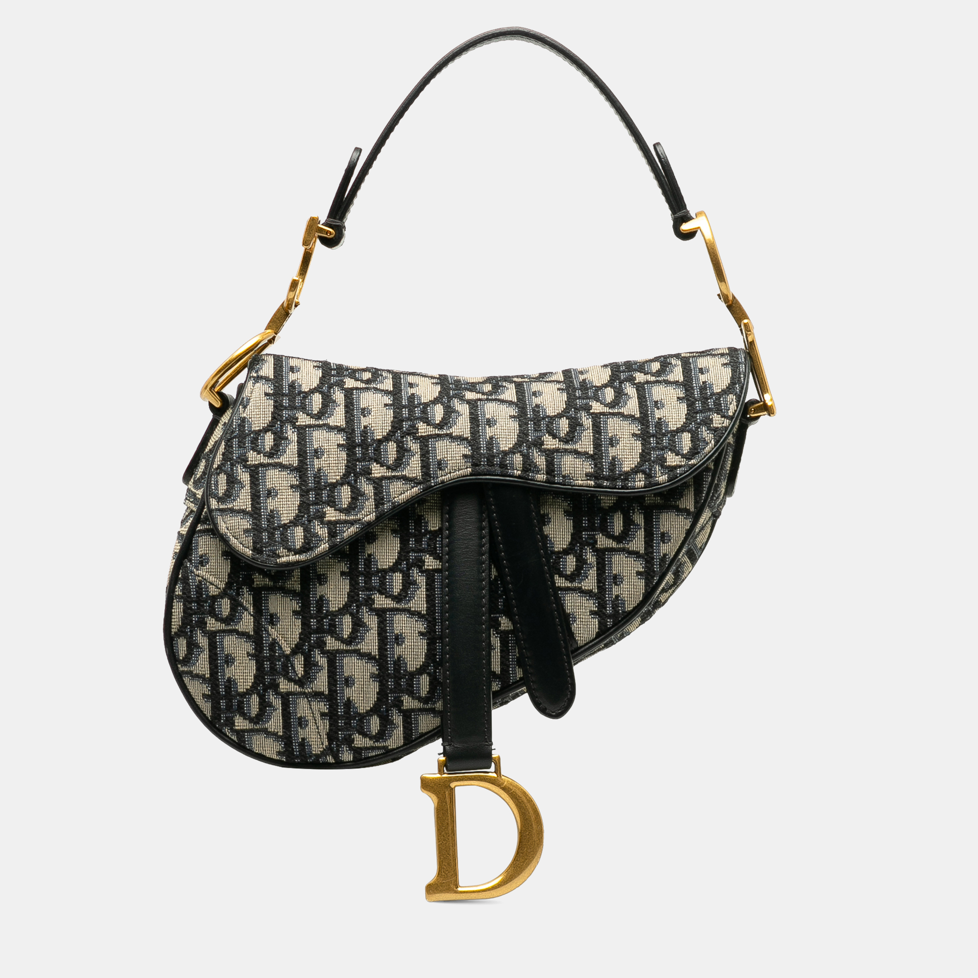 

Dior Navy Blue Mini Oblique Canvas Saddle Bag