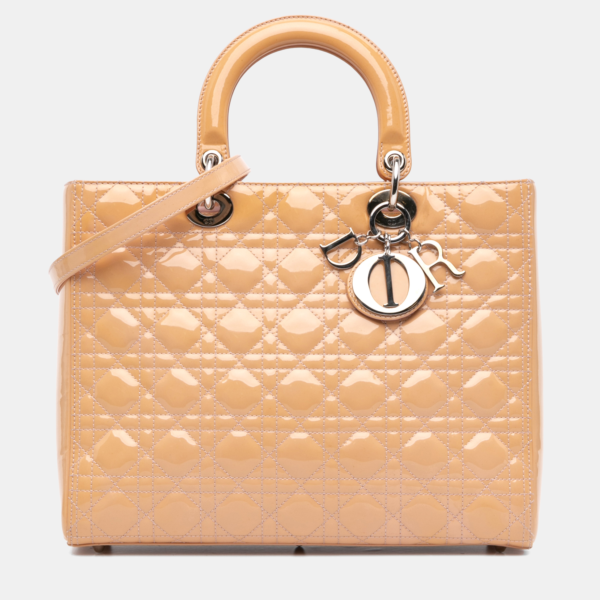 Dior Brown Large Patent Cannage Lady Dior
