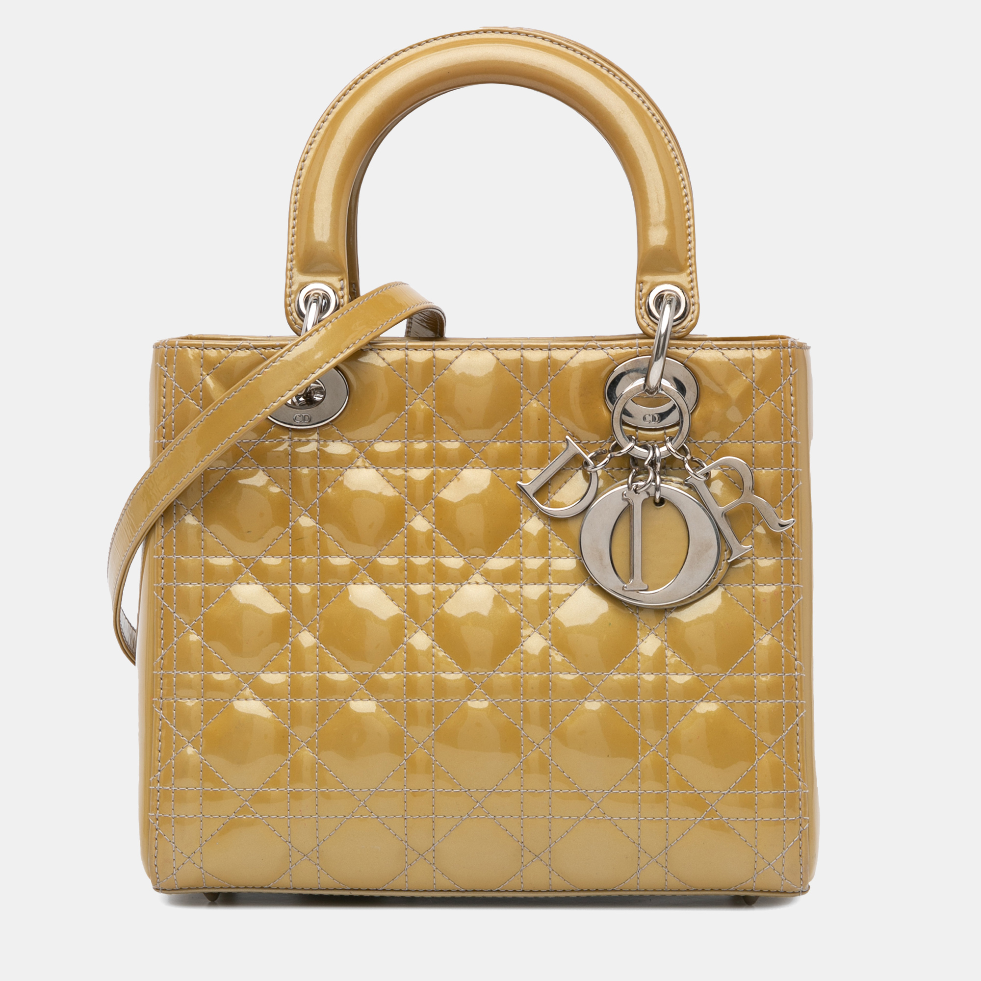 Dior Brown Medium Patent Cannage Lady Dior