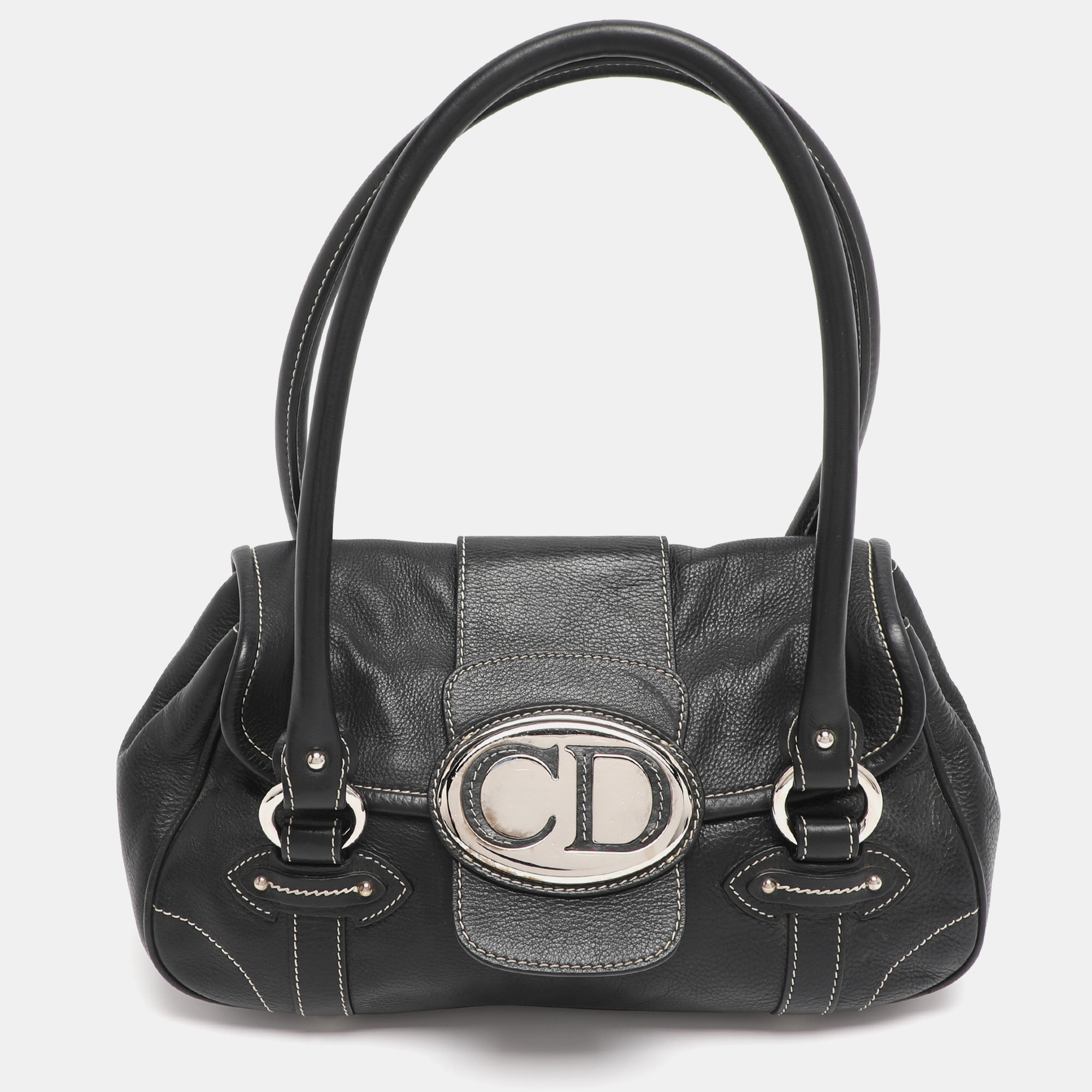 

Dior Black Leather St. Germain Flap Satchel