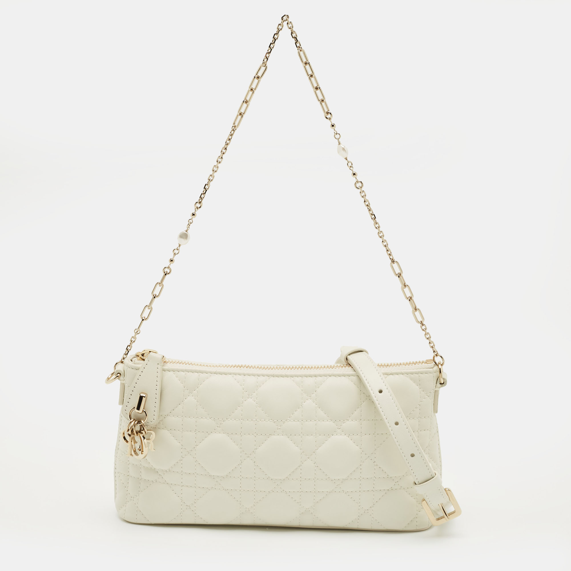 

Dior White Cannage Leather Mini Midi Miss Dior Bag