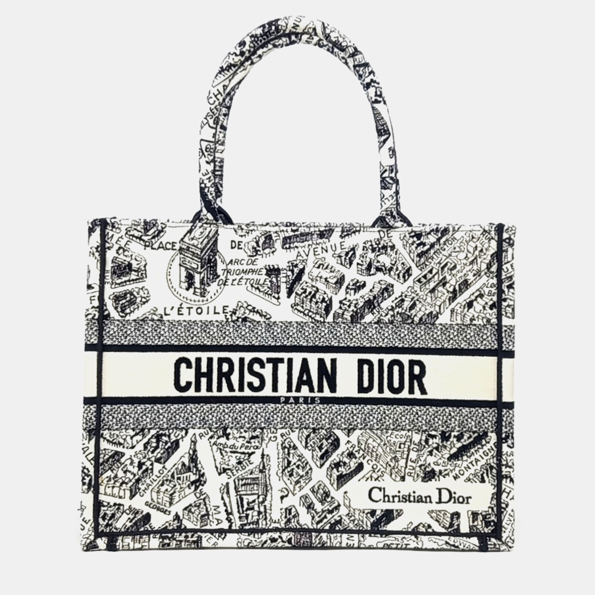 

Dior Black White Fabric Book Tote Bag