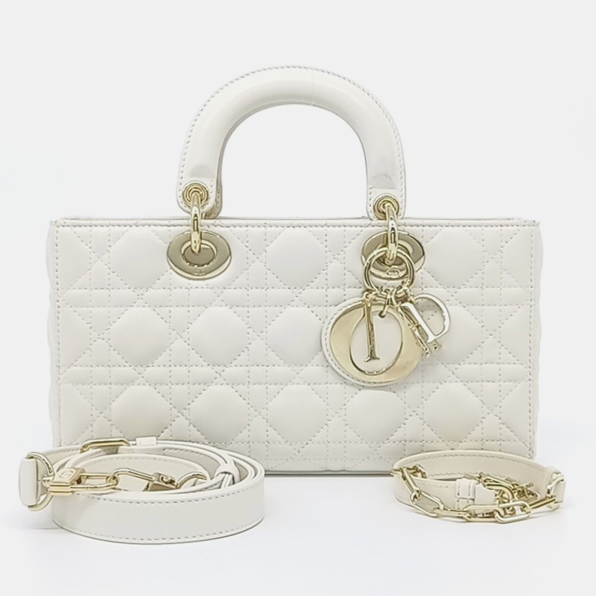 Dior White Leather D-JOY Medium