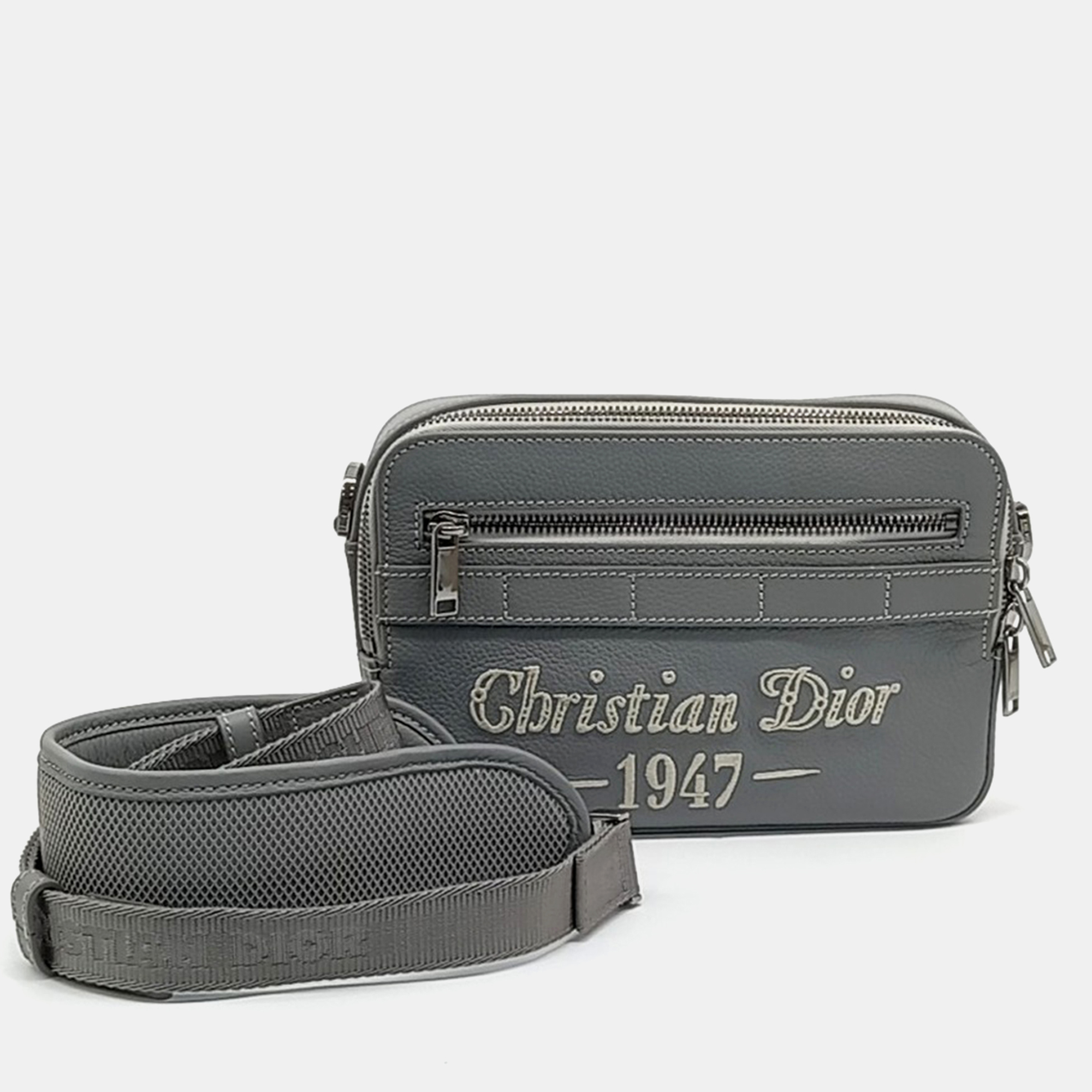 

Dior Grey Leather Safari Messenger Bag