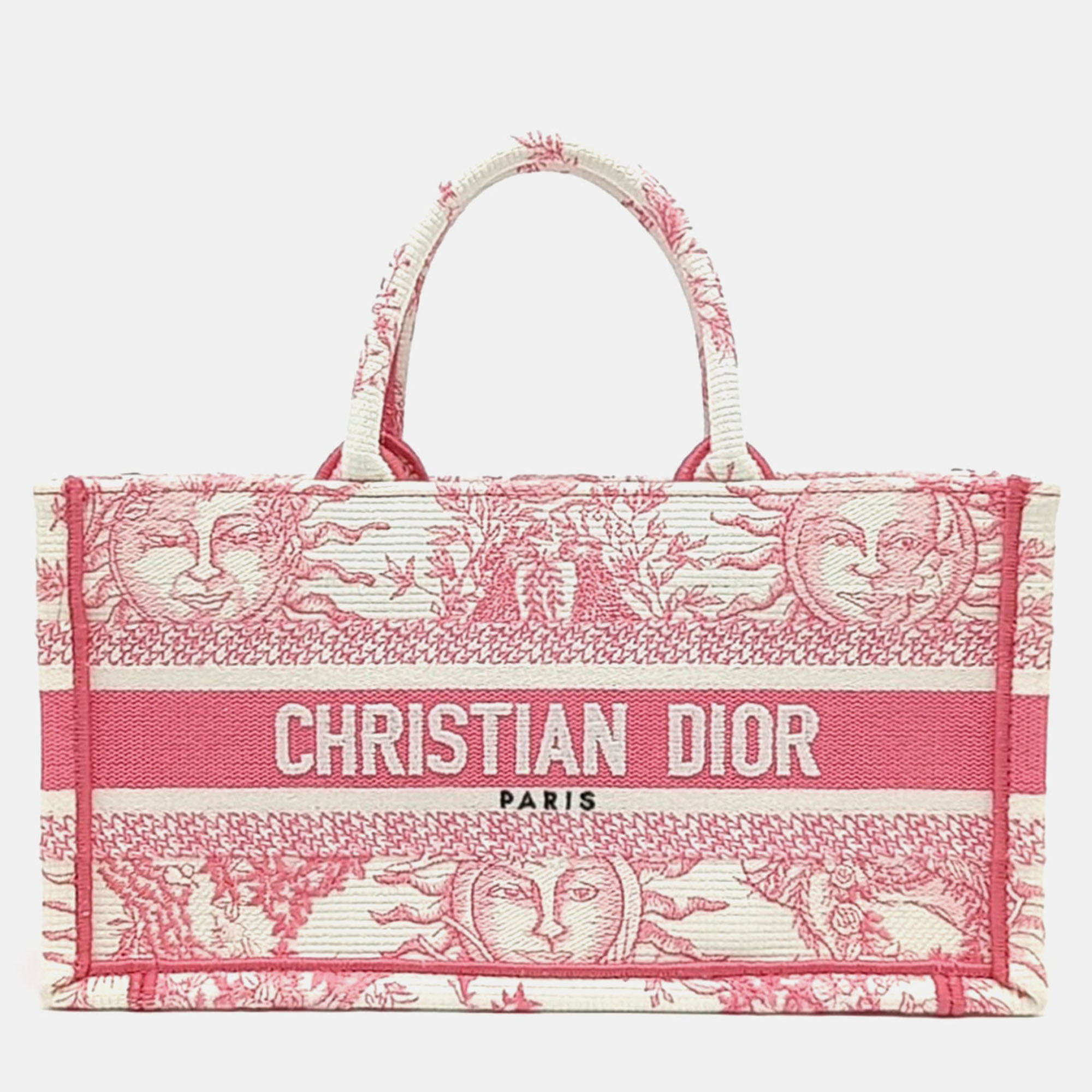 Pre-owned Dior Pink Canvas East West Book Tote Bag