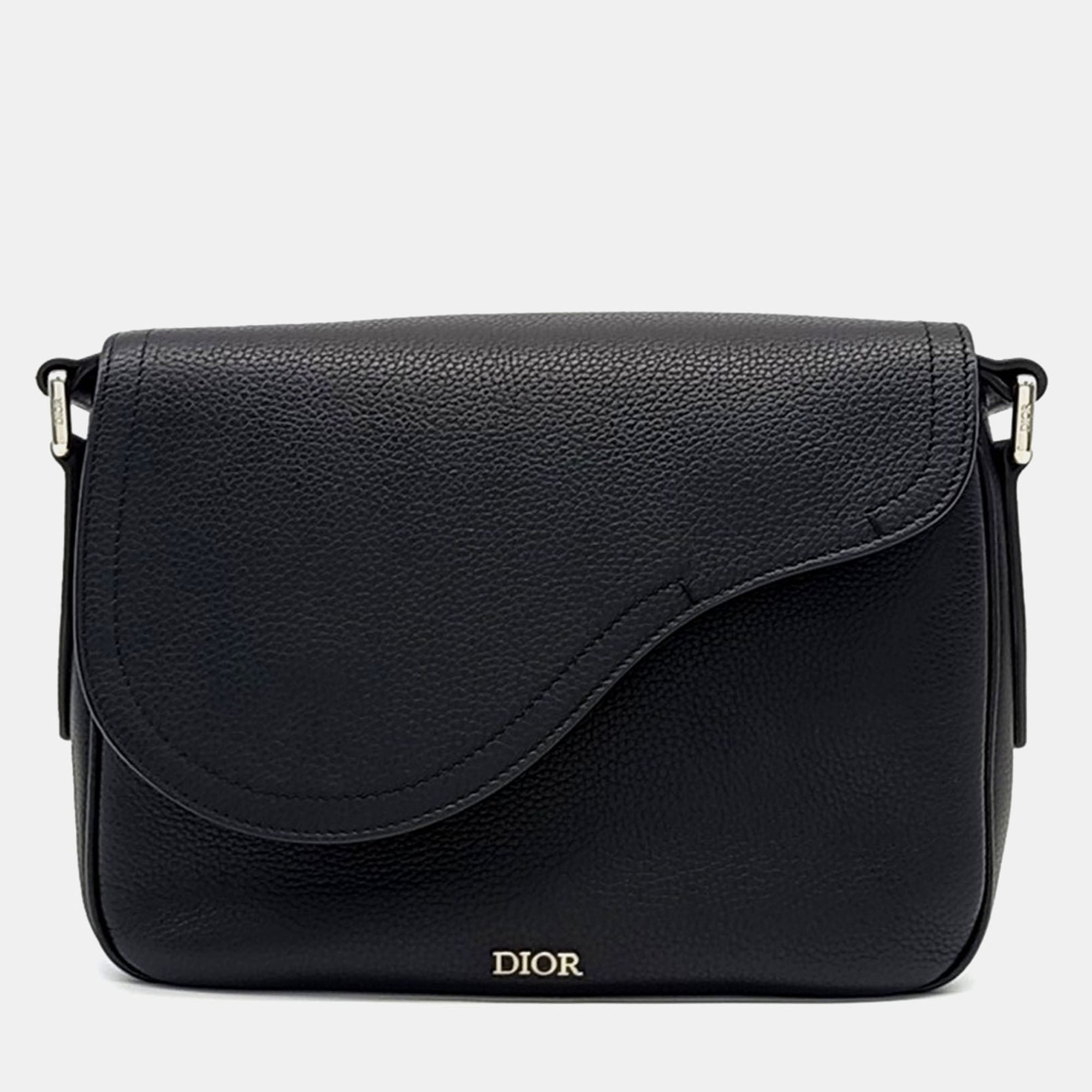 Pre-owned Dior Black Leather Saddle Mini Messenger Bag