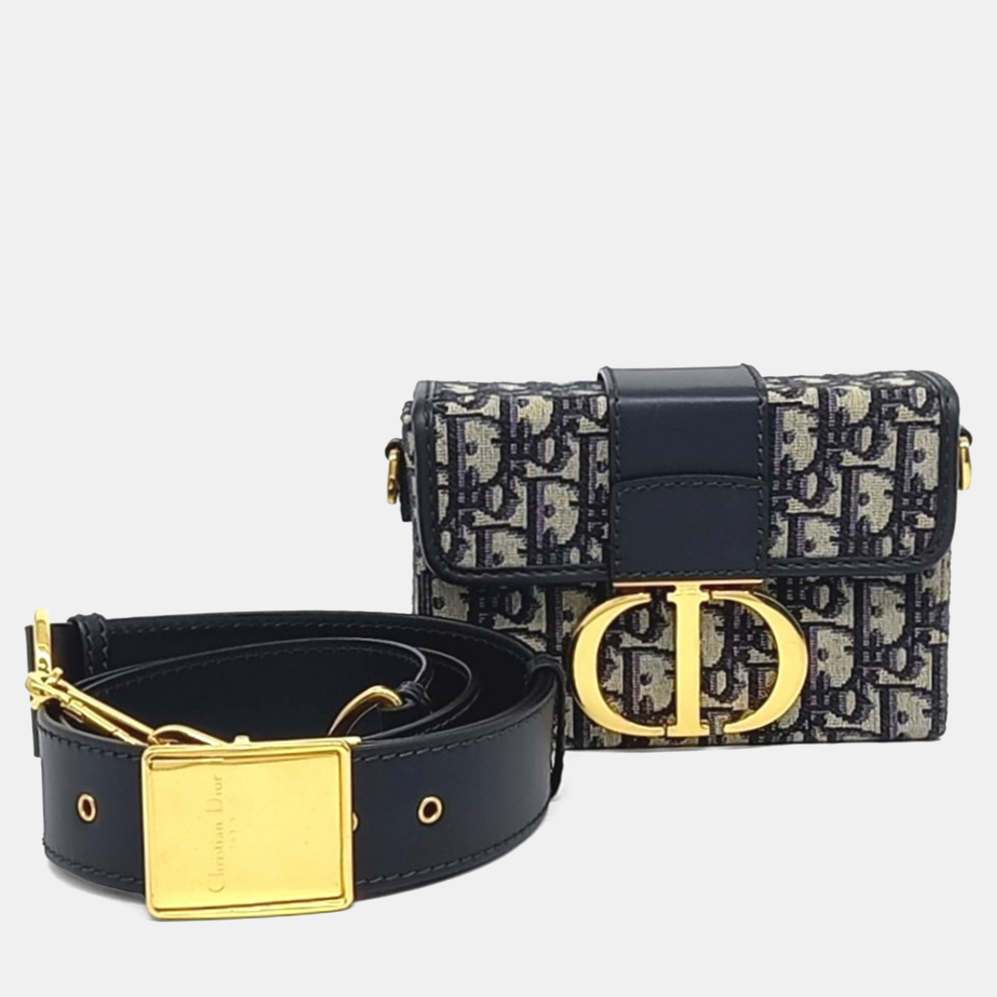 

Dior Navy Blue Fabric Oblique 30 Montaigne Box Bag