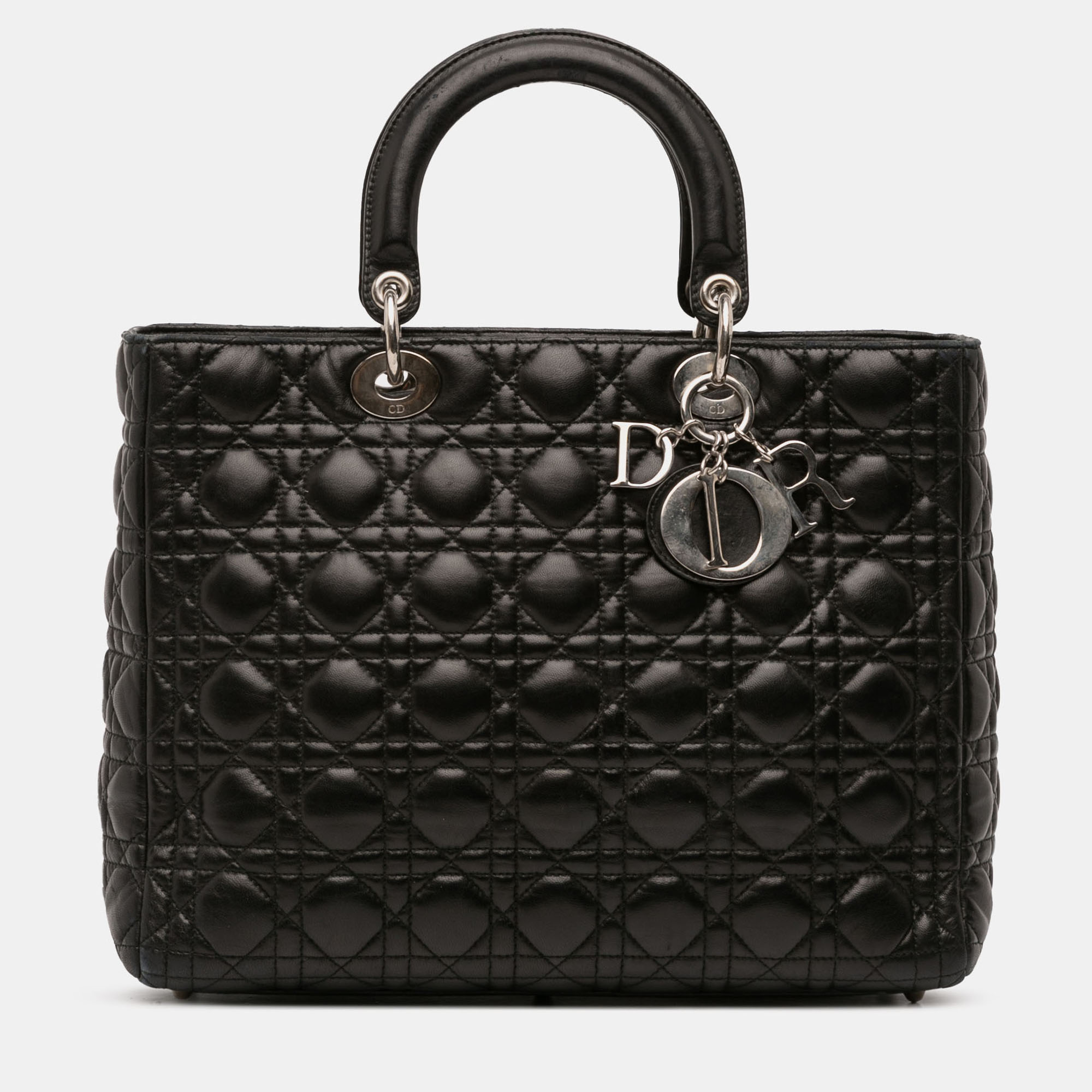 

Dior Black Large Lambskin Cannage Lady Dior