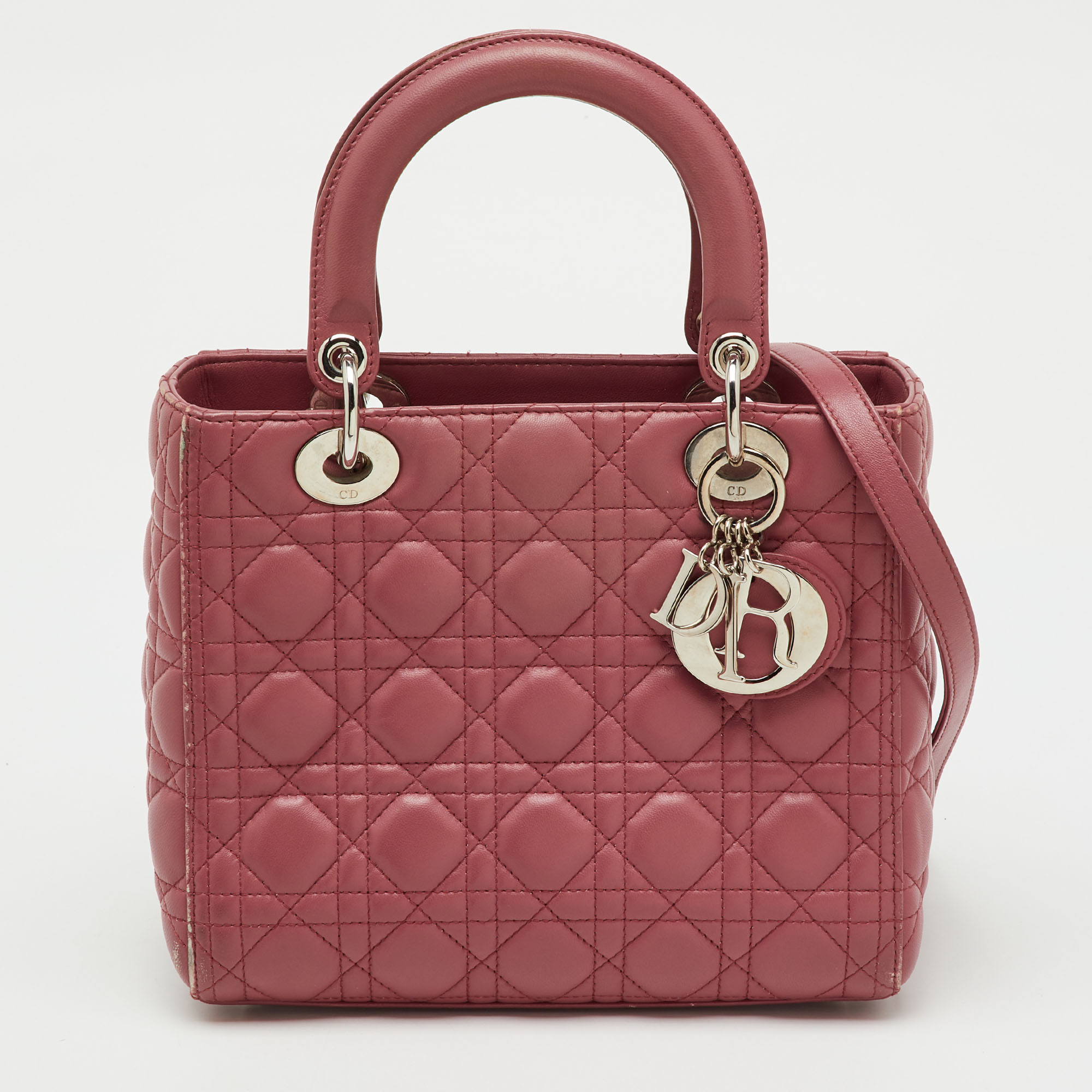 

Dior Rose Pink Cannage Leather  Lady Dior Tote