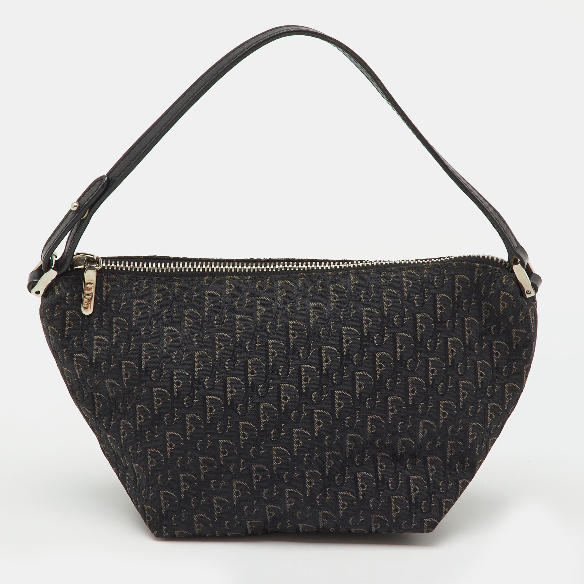 Pre-owned Dior Black Oblique Canvas And Leather Vintage Baguette Bag