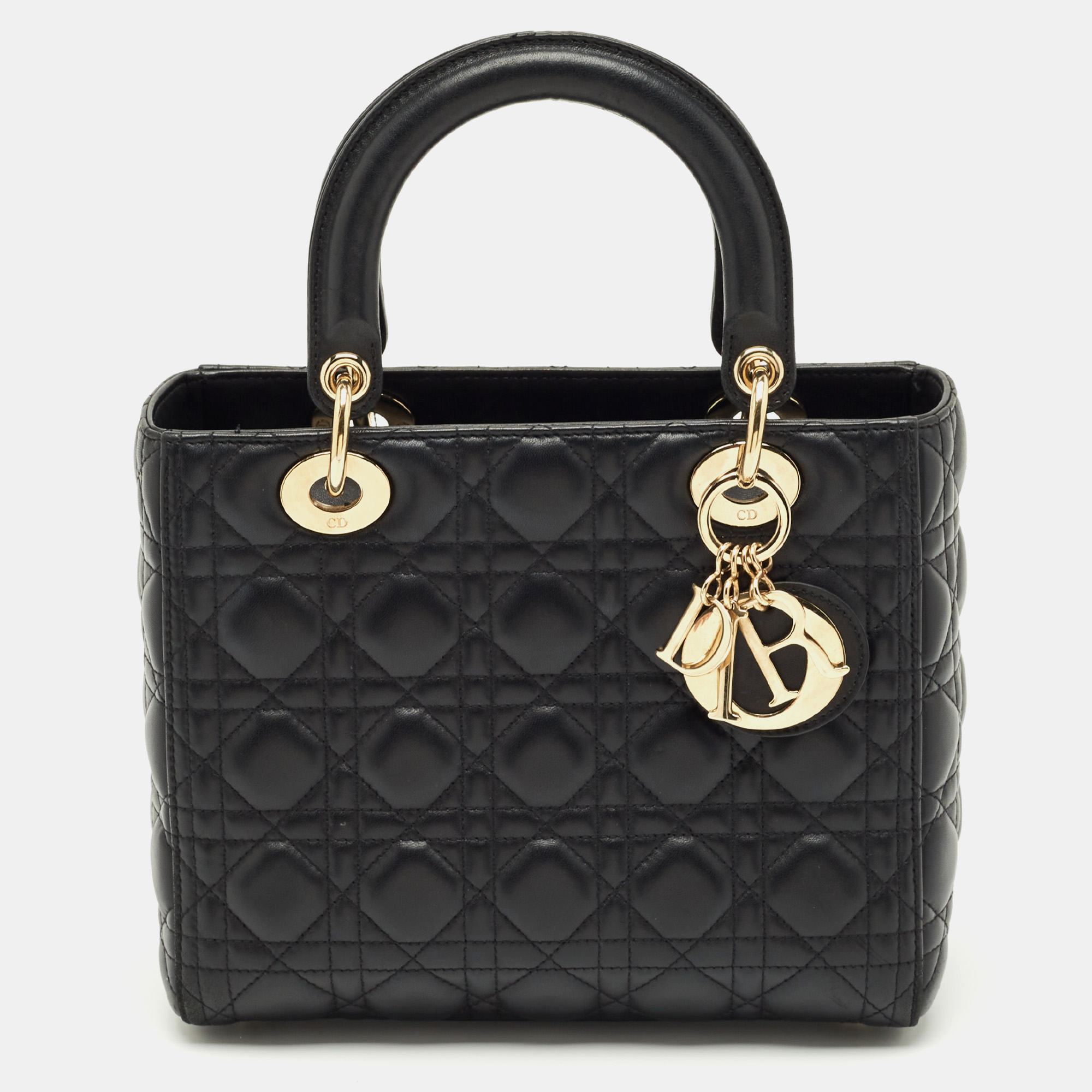 

Dior Black Cannage Leather Medium Lady Dior Tote