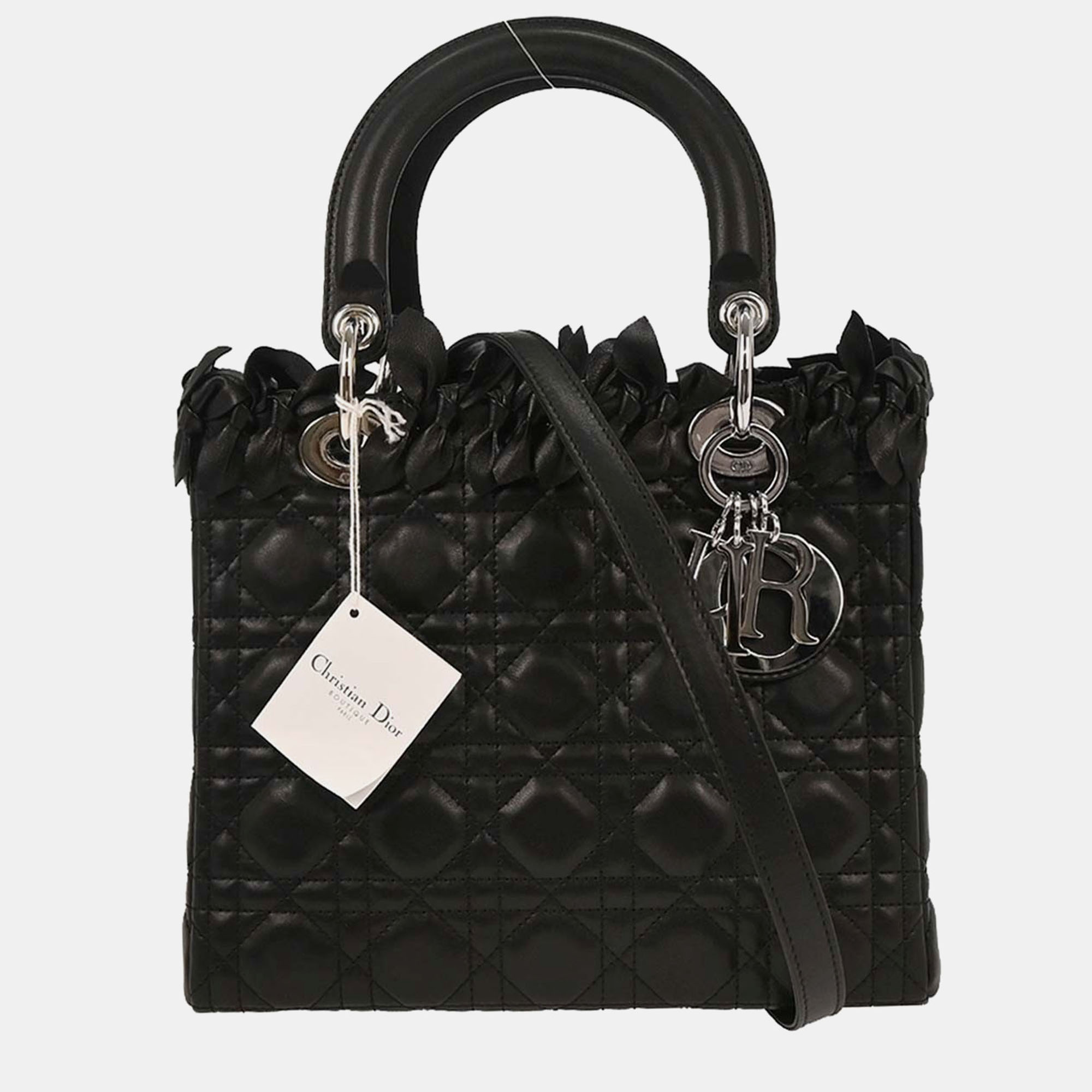 

Christian Dior Black Lambskin Lady Dior Cannage 2way Handbag