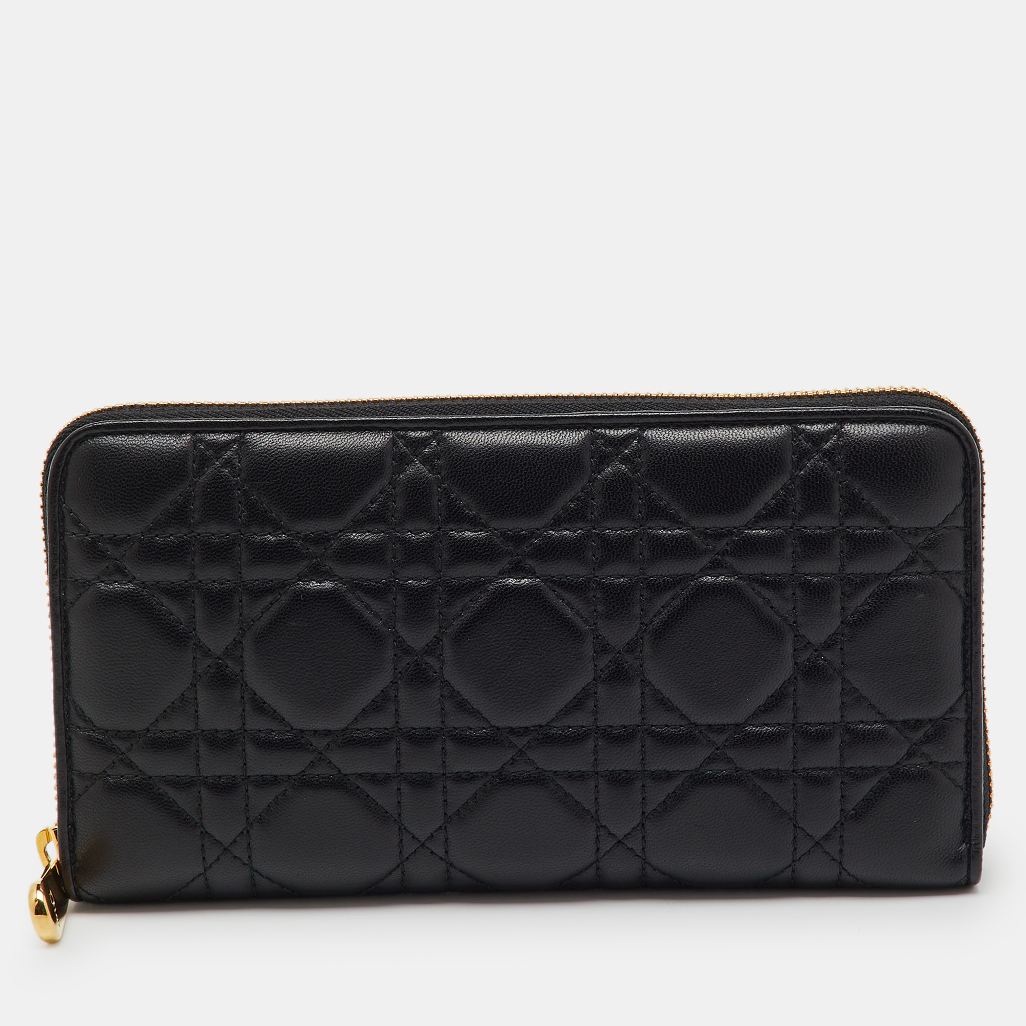 

Dior Black Cannage Leather Lady Dior Zip Around Wallet