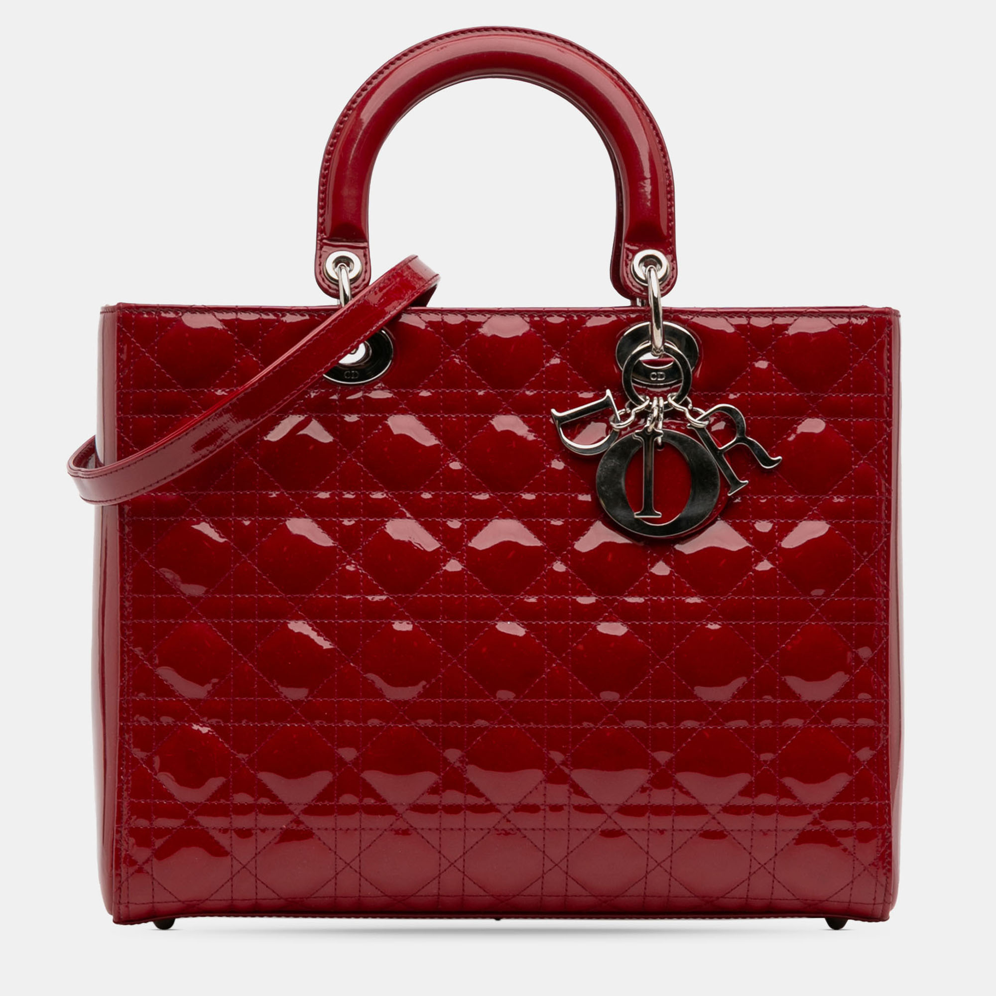 

Dior Red Large Patent Cannage Lady Dior