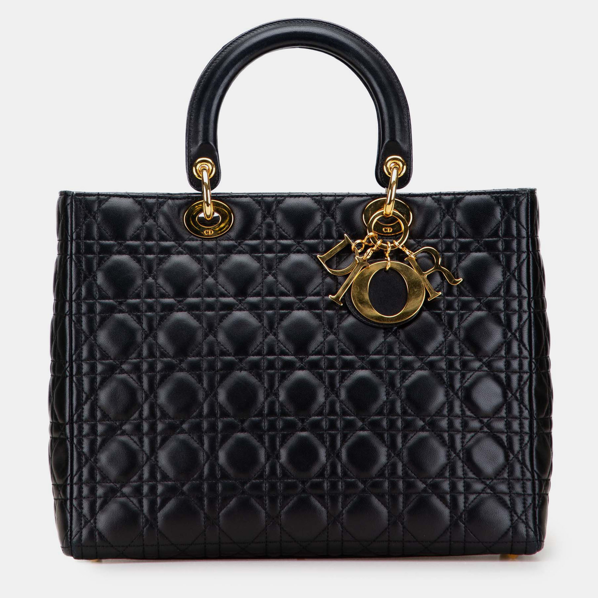 

Dior Black Large Lambskin Cannage Lady Dior