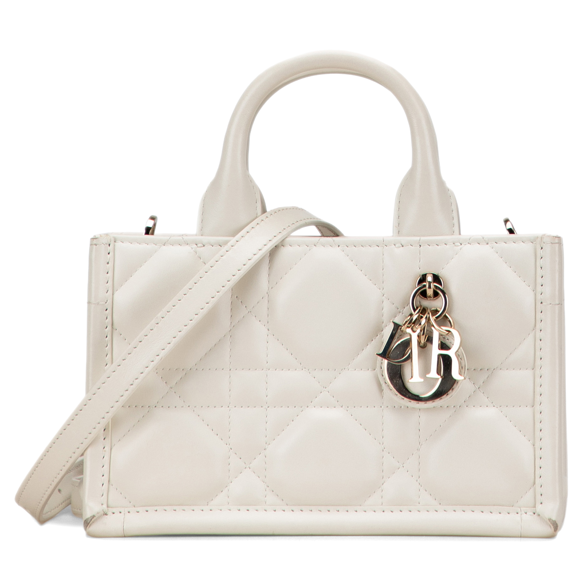 Pre-owned Dior White Mini Calfskin Macrocannage Book Tote