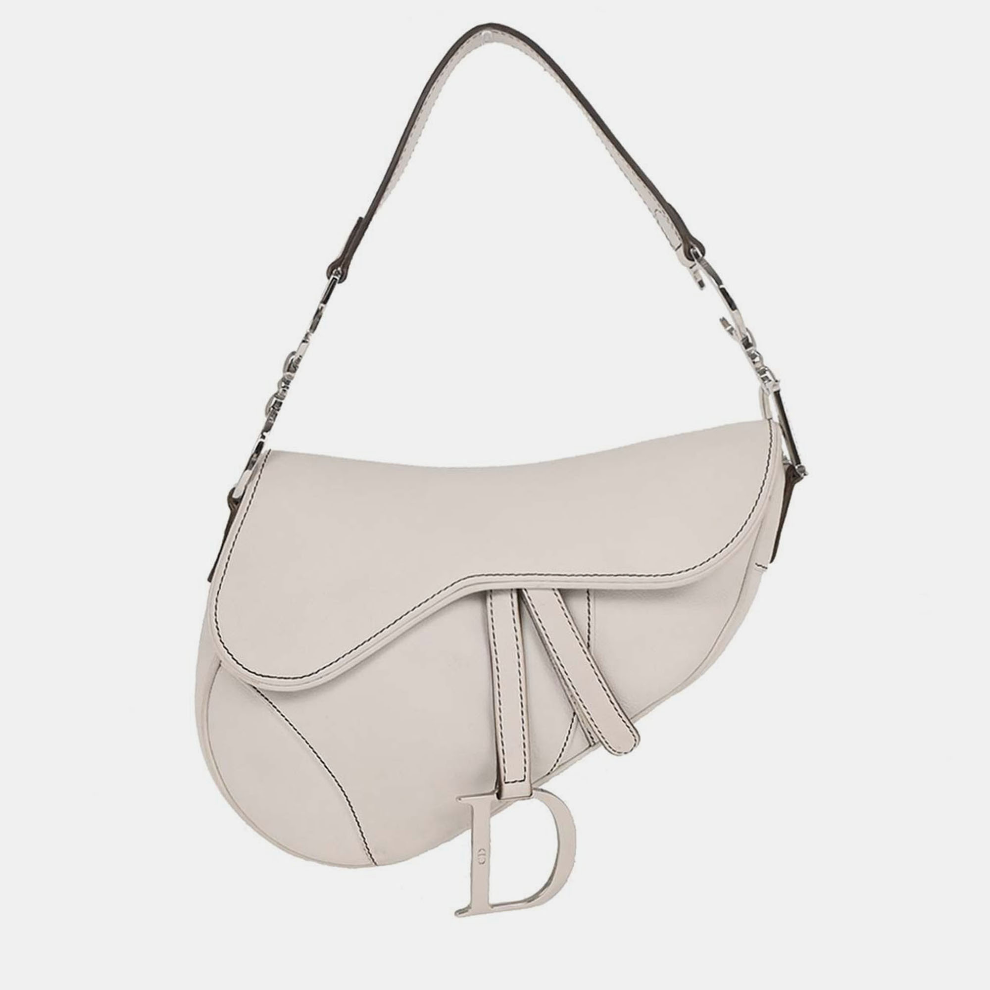 

Christian Dior White Leather Saddle Handbag 01RU1003