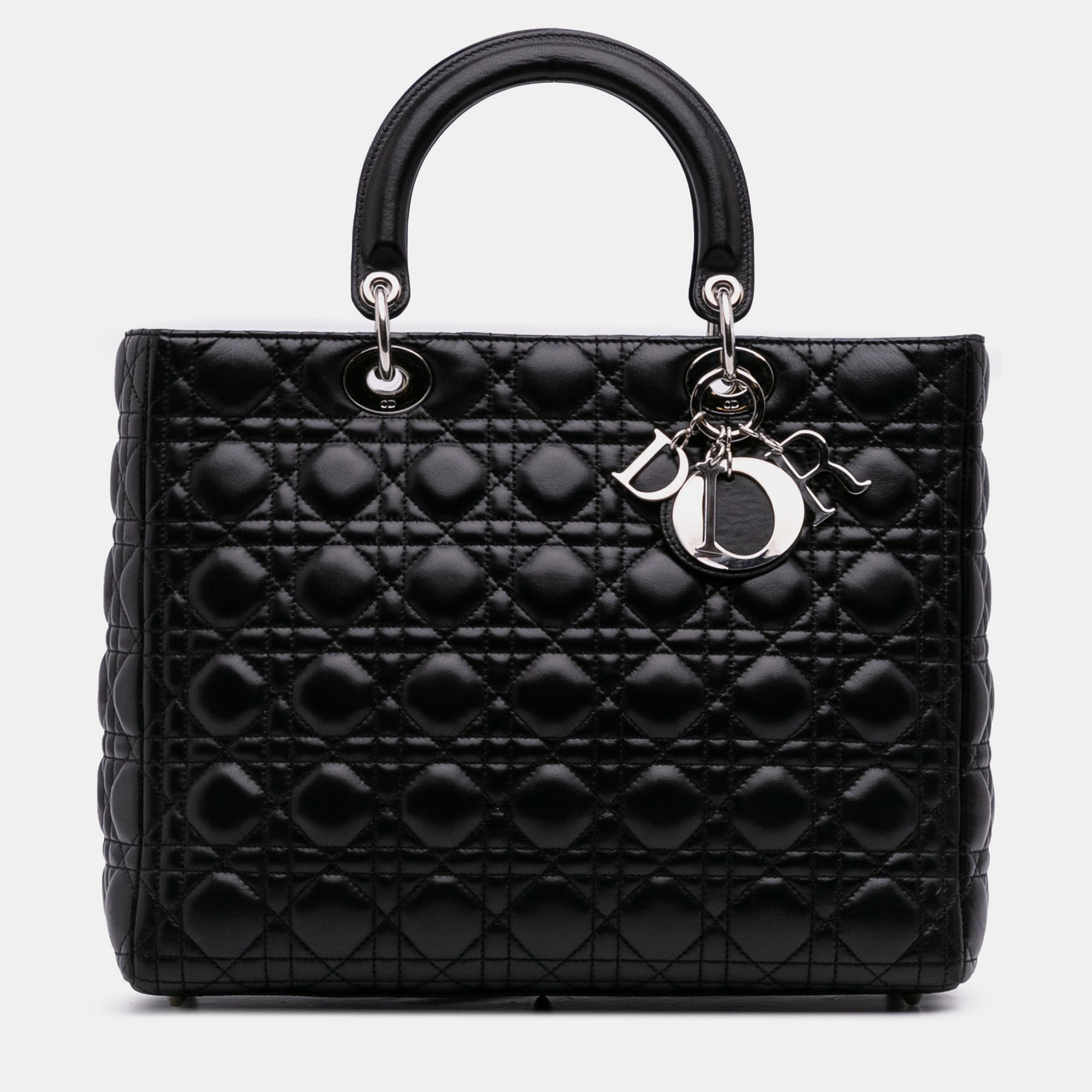 

Dior Black Large Lambskin Cannage Lady Dior