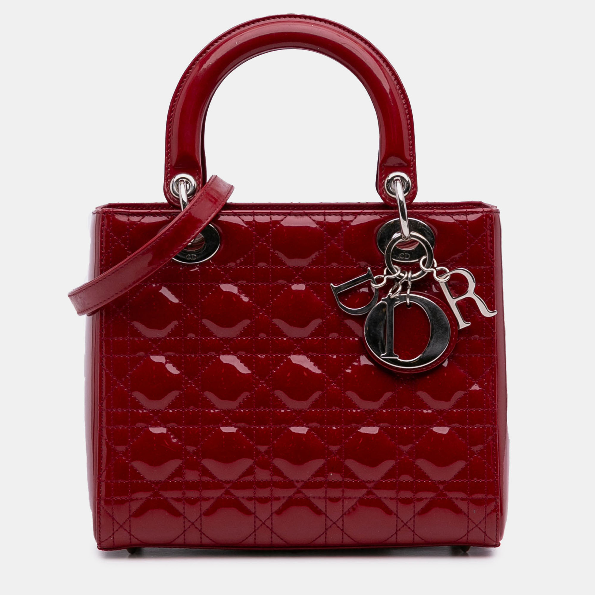 

Dior Red Medium Patent Cannage Lady Dior